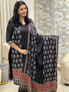 Ajark Inspired Print Pattern Semi Modal Unstitched Salwar Set | HT105