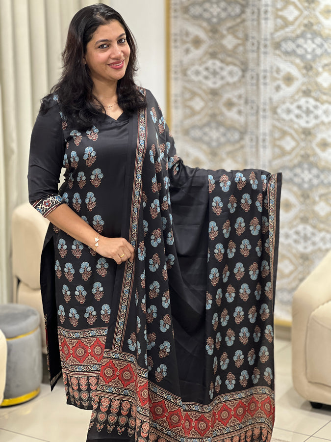 Ajark Inspired Print Pattern Semi Modal Salwar Set | HT105