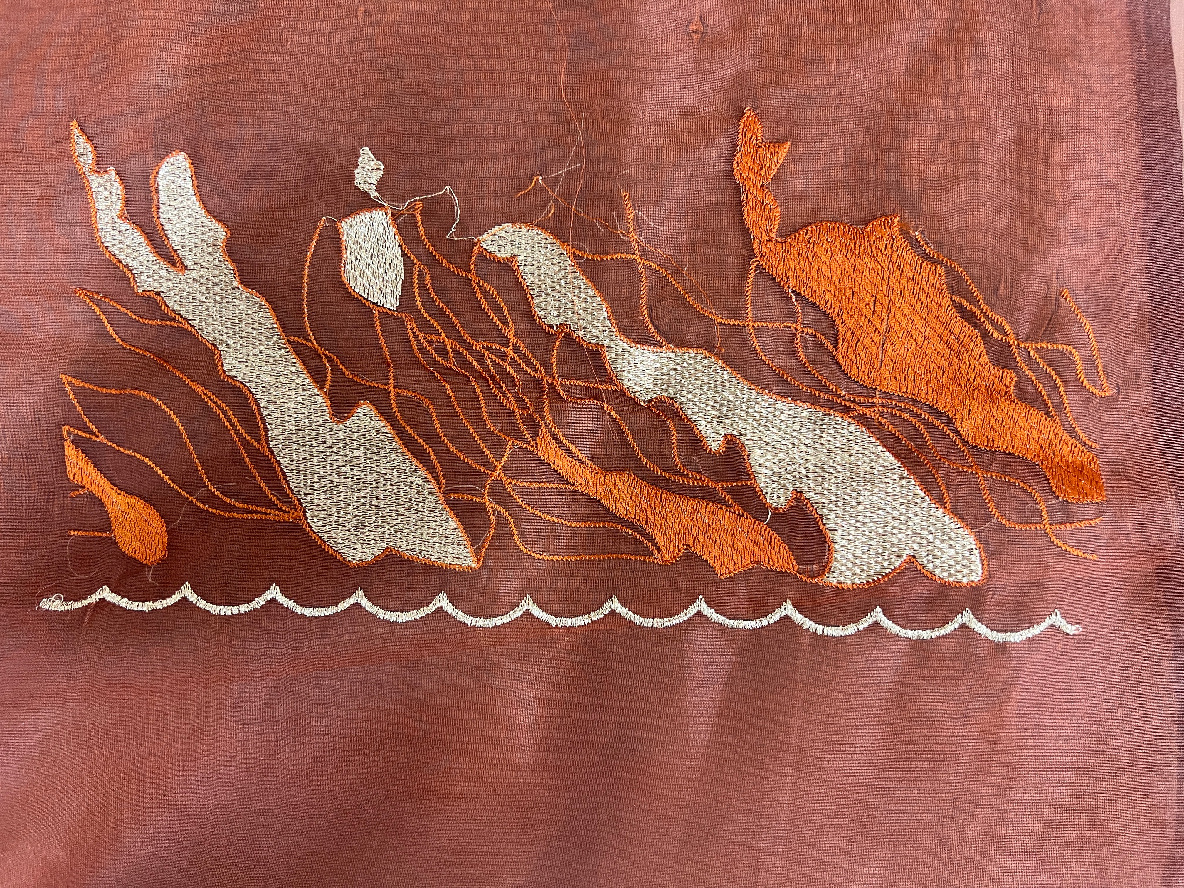 Machine Embroidered Organza Saree | ZSS525