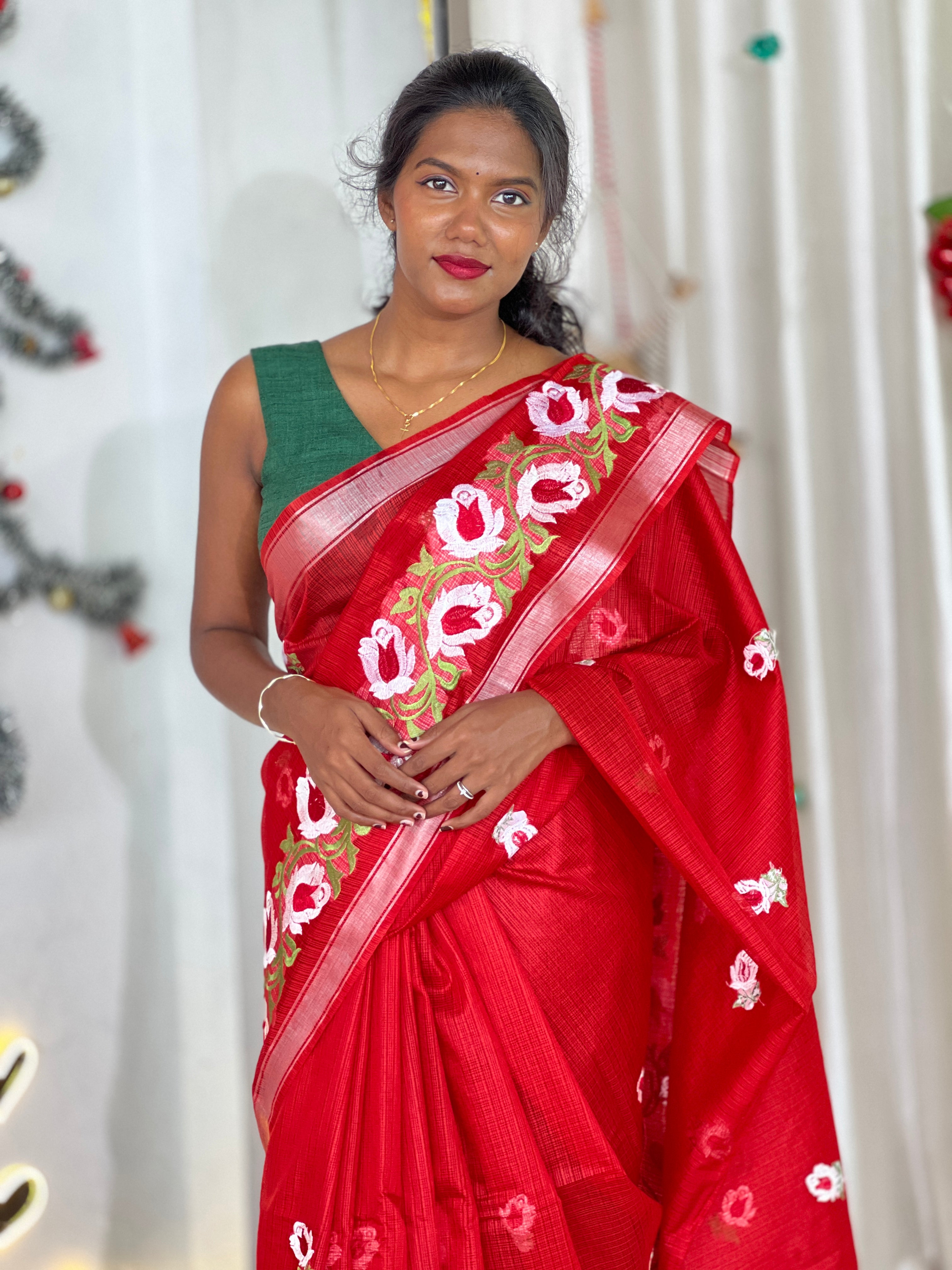 Floral Embroidered Kota Saree | NHH577