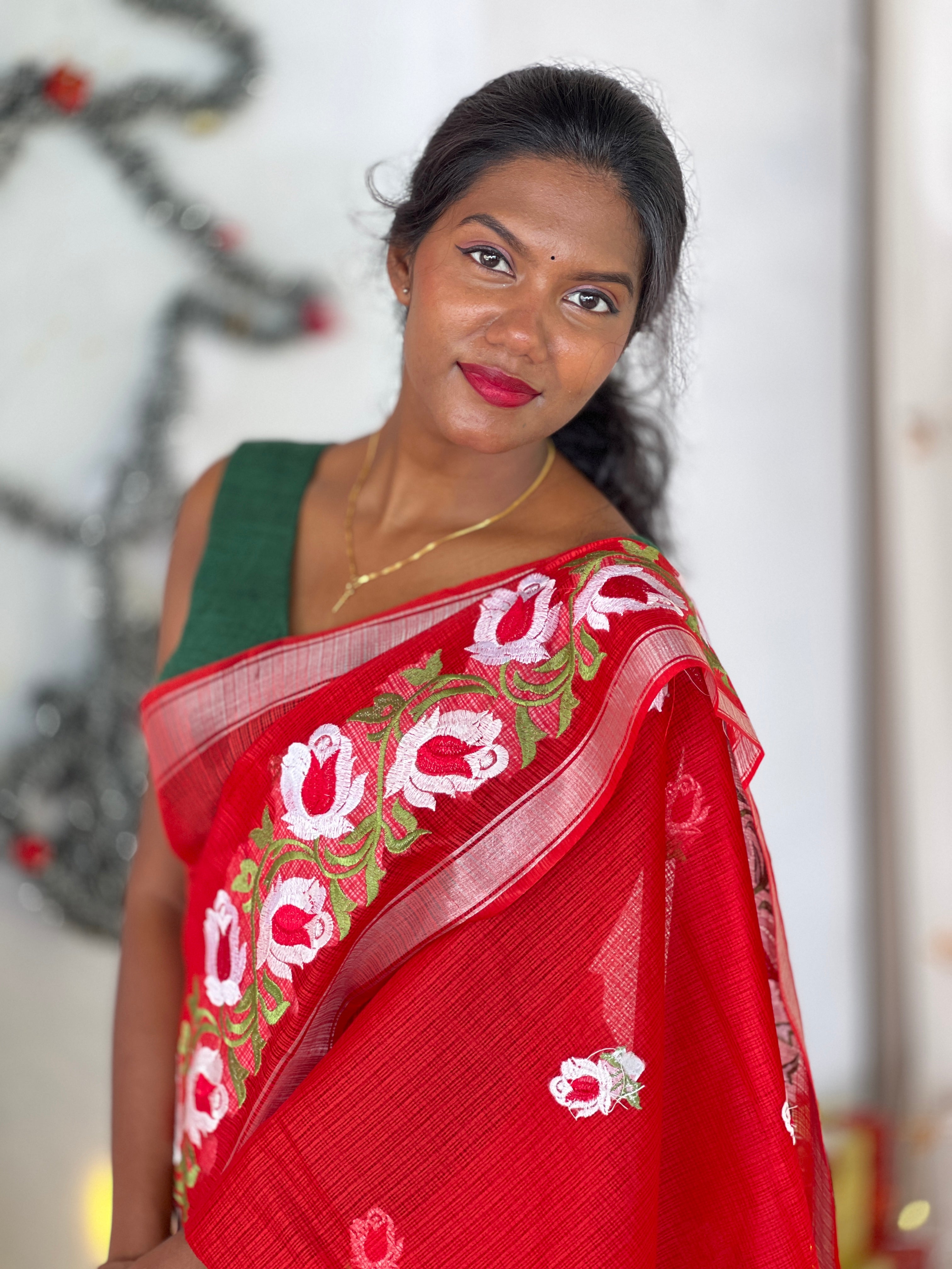 Floral Embroidered Kota Saree | NHH577