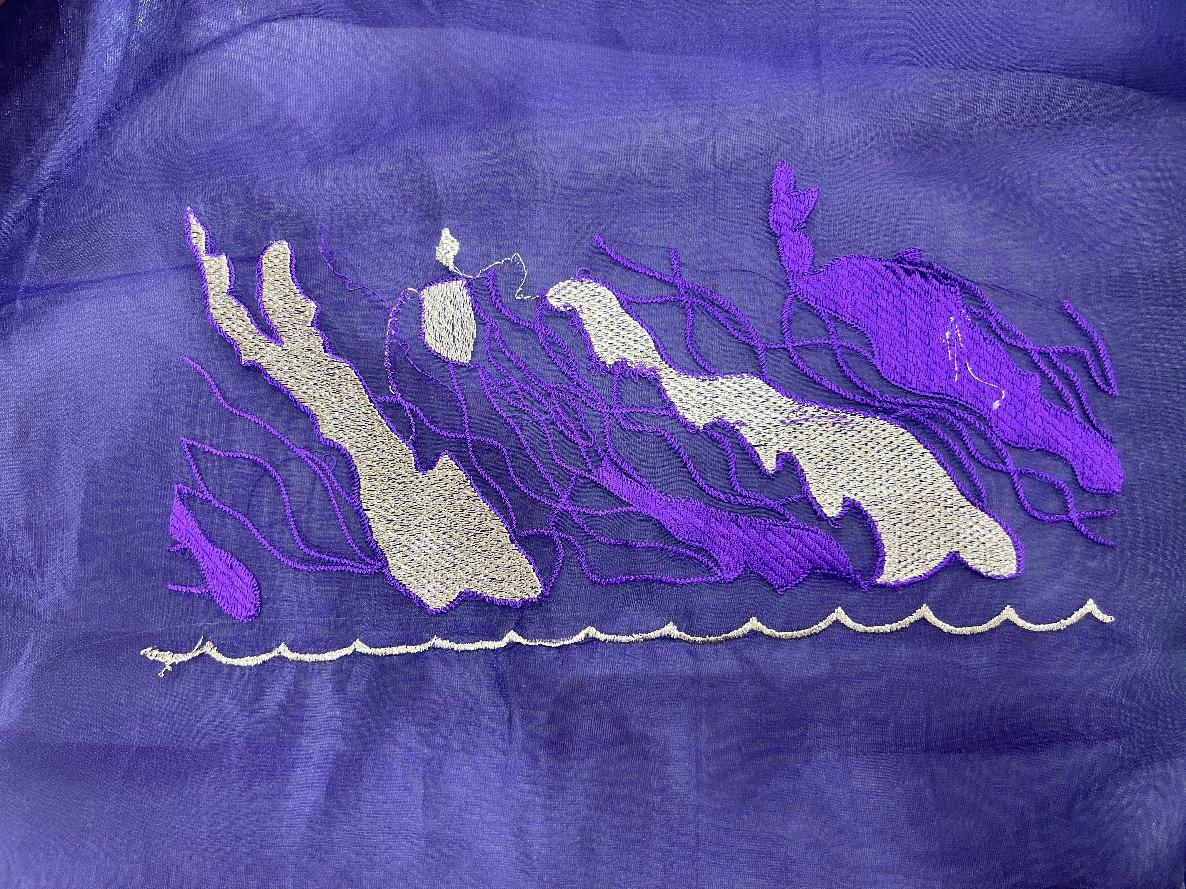 Machine Embroidered Organza Saree | ZSS527