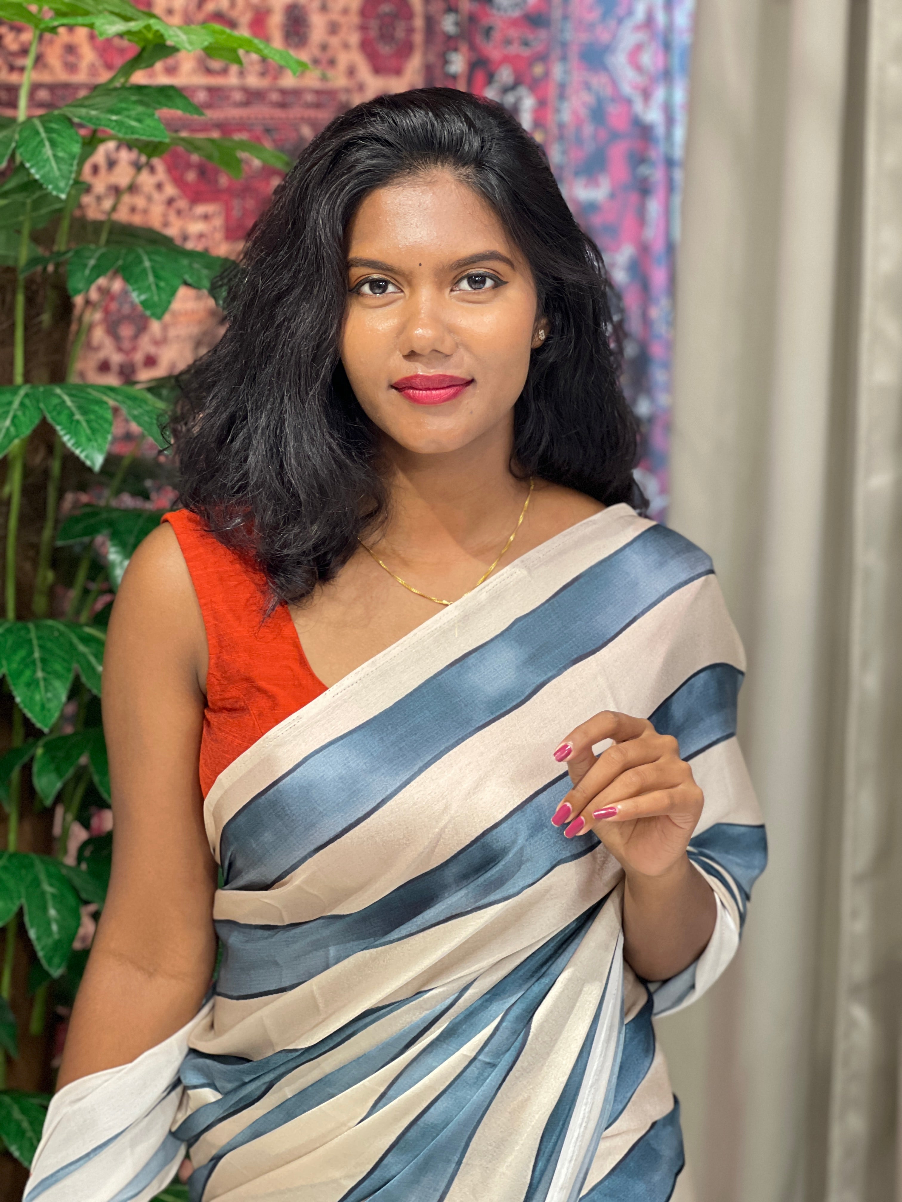 Digital Printed Crepe Silk Saree | SSN323
