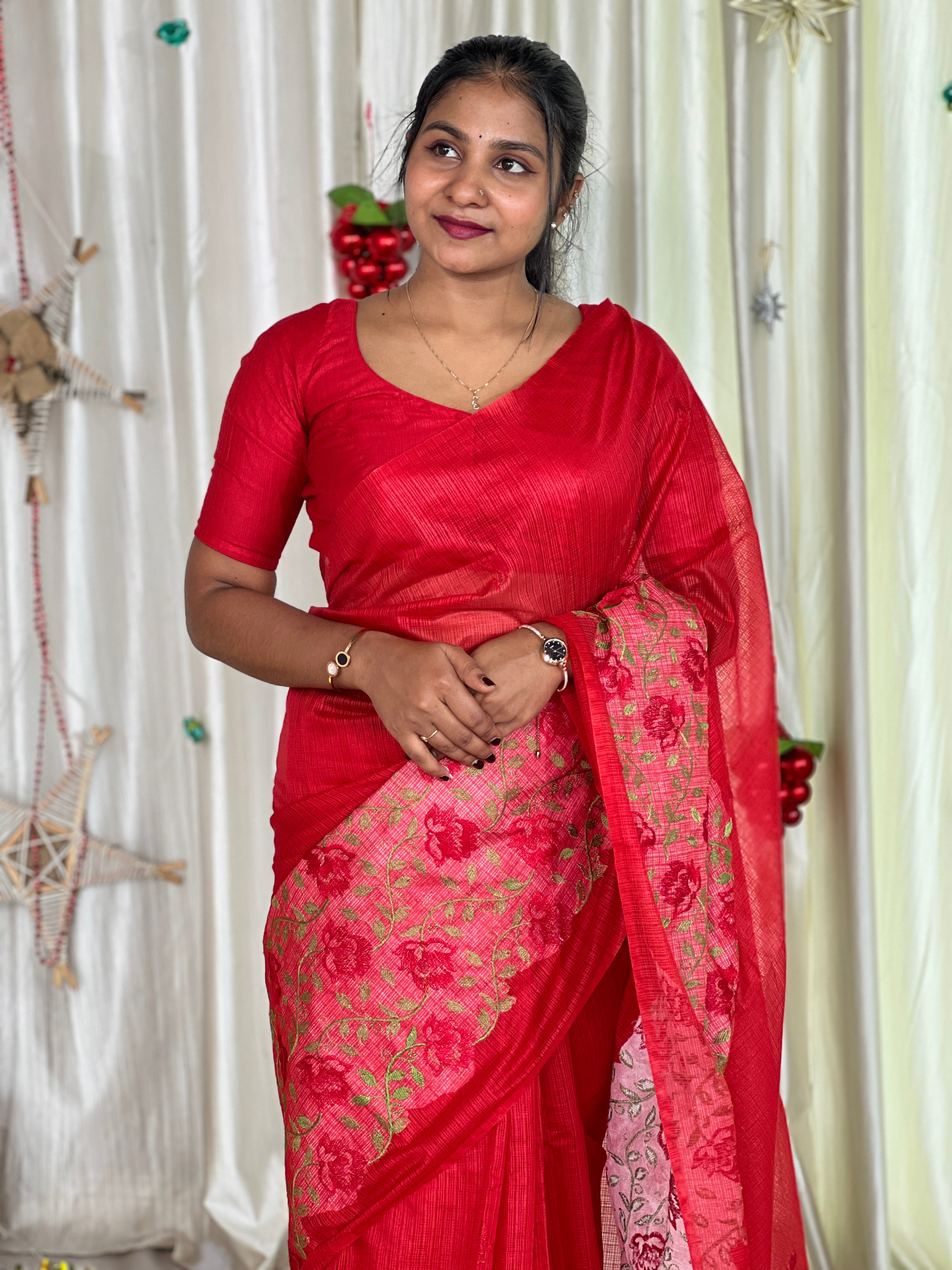 Floral Embroidered Kota Saree | NHH578