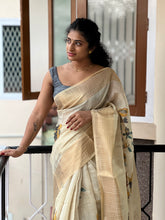 Hand Embroidery Tissue Linen Saree | DVS116