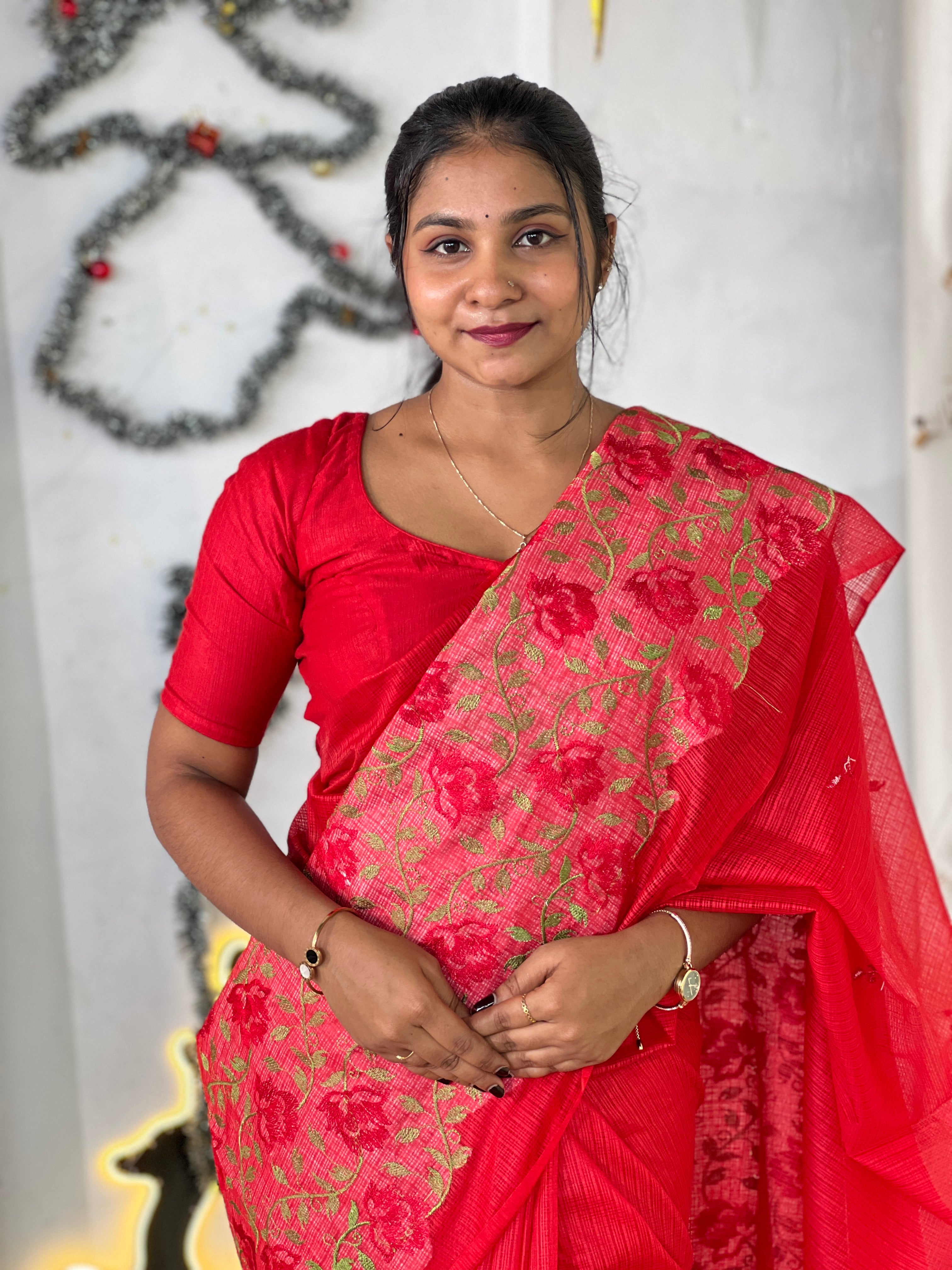 Floral Embroidered Kota Saree | NHH578