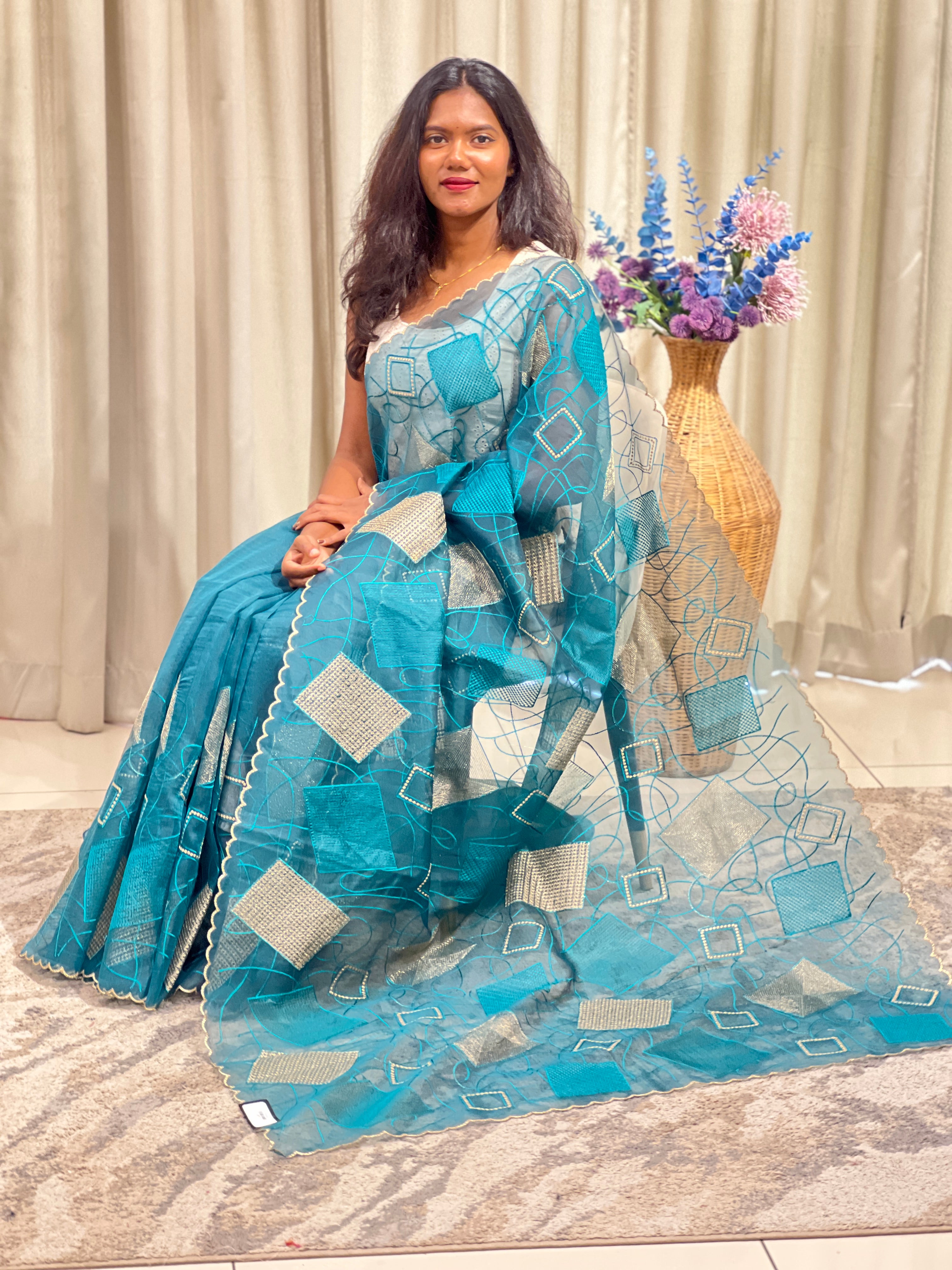 Geometric Pattern Organza Saree | ZSS445