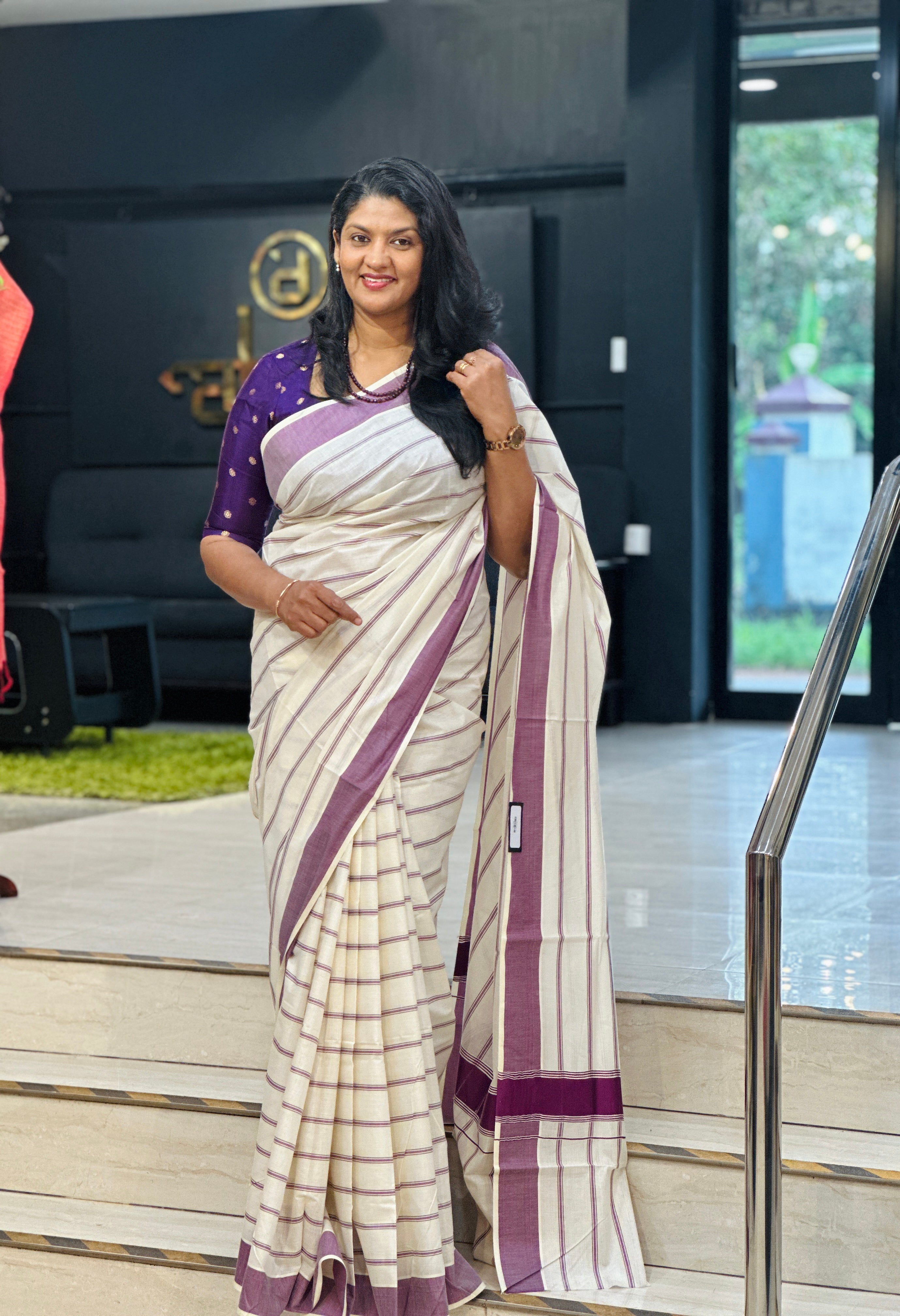 Stripe Design  Kerala Cotton Saree | RLF106