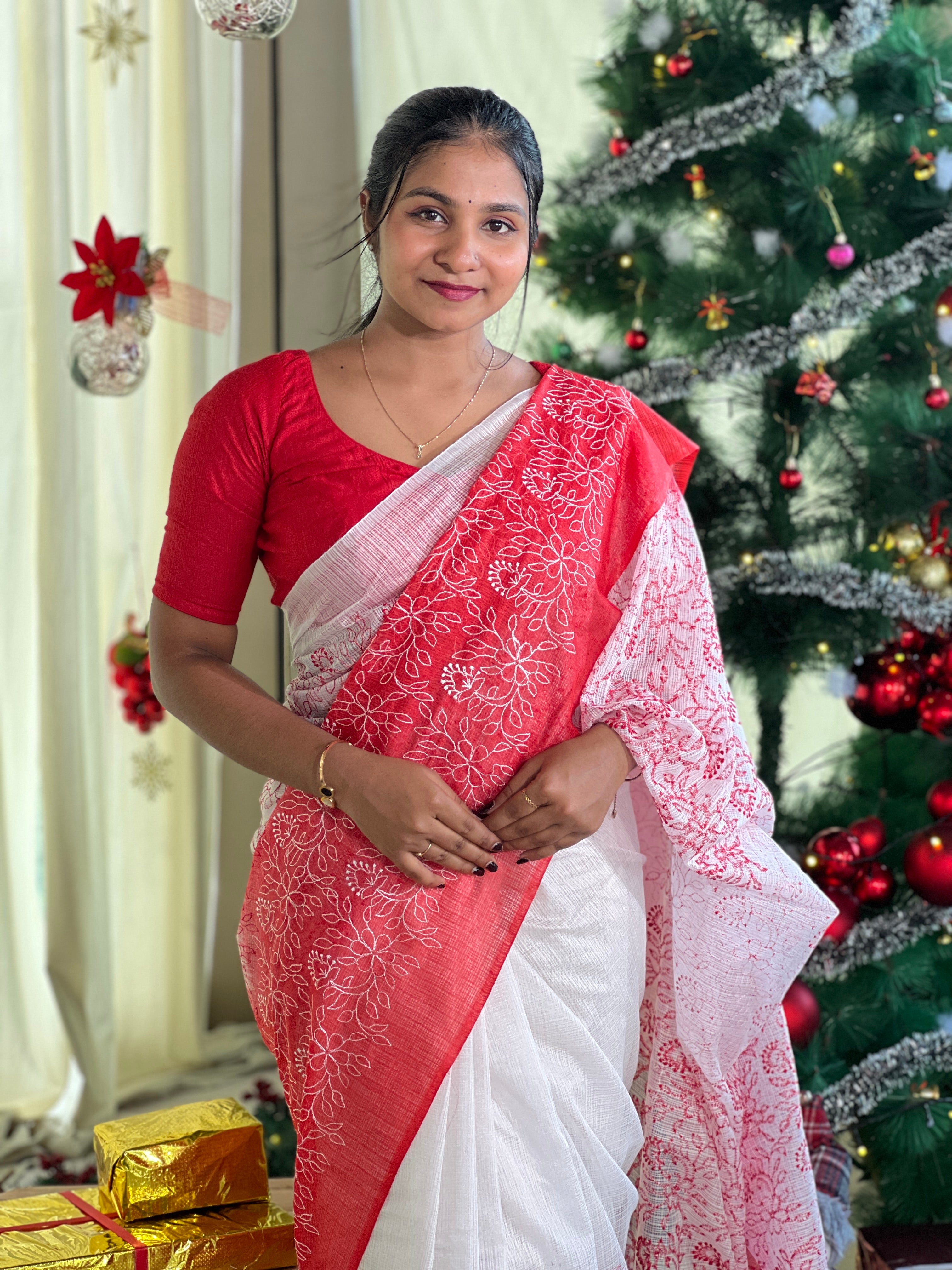 Floral Embroidered Kota Saree | NHH572