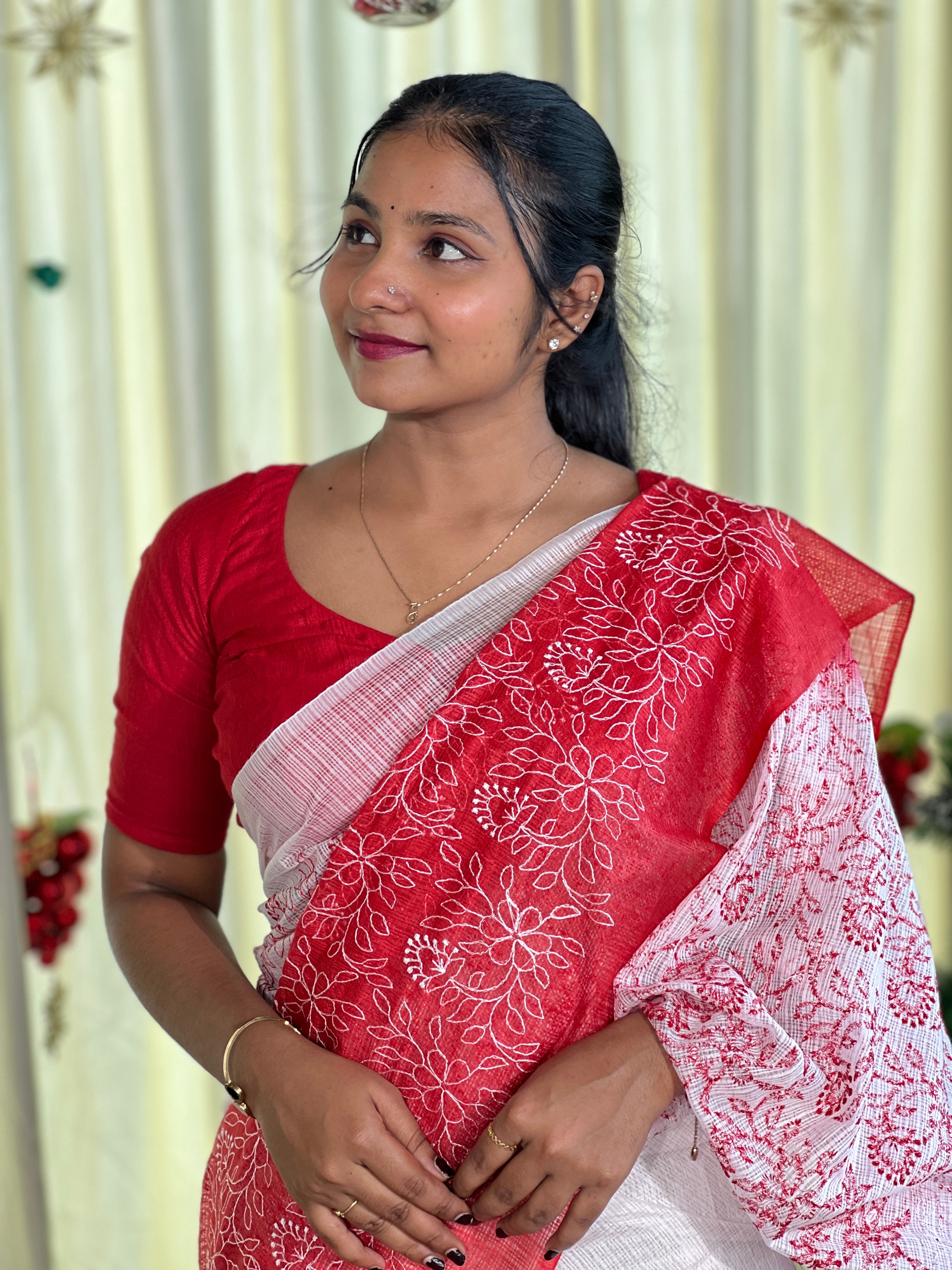 Floral Embroidered Kota Saree | NHH572