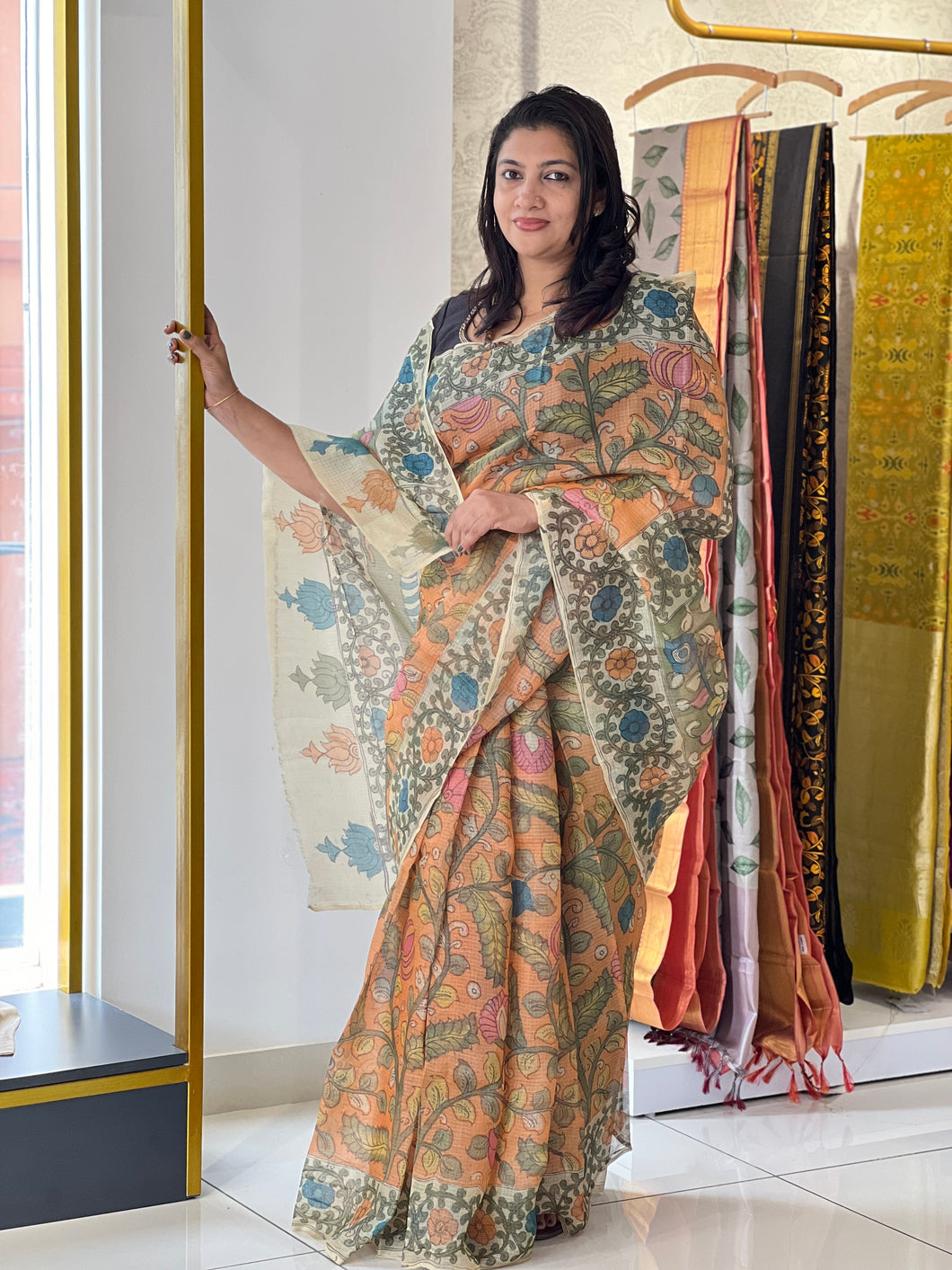 Pen Kalamkari Tussar Kota Saree | SBS955
