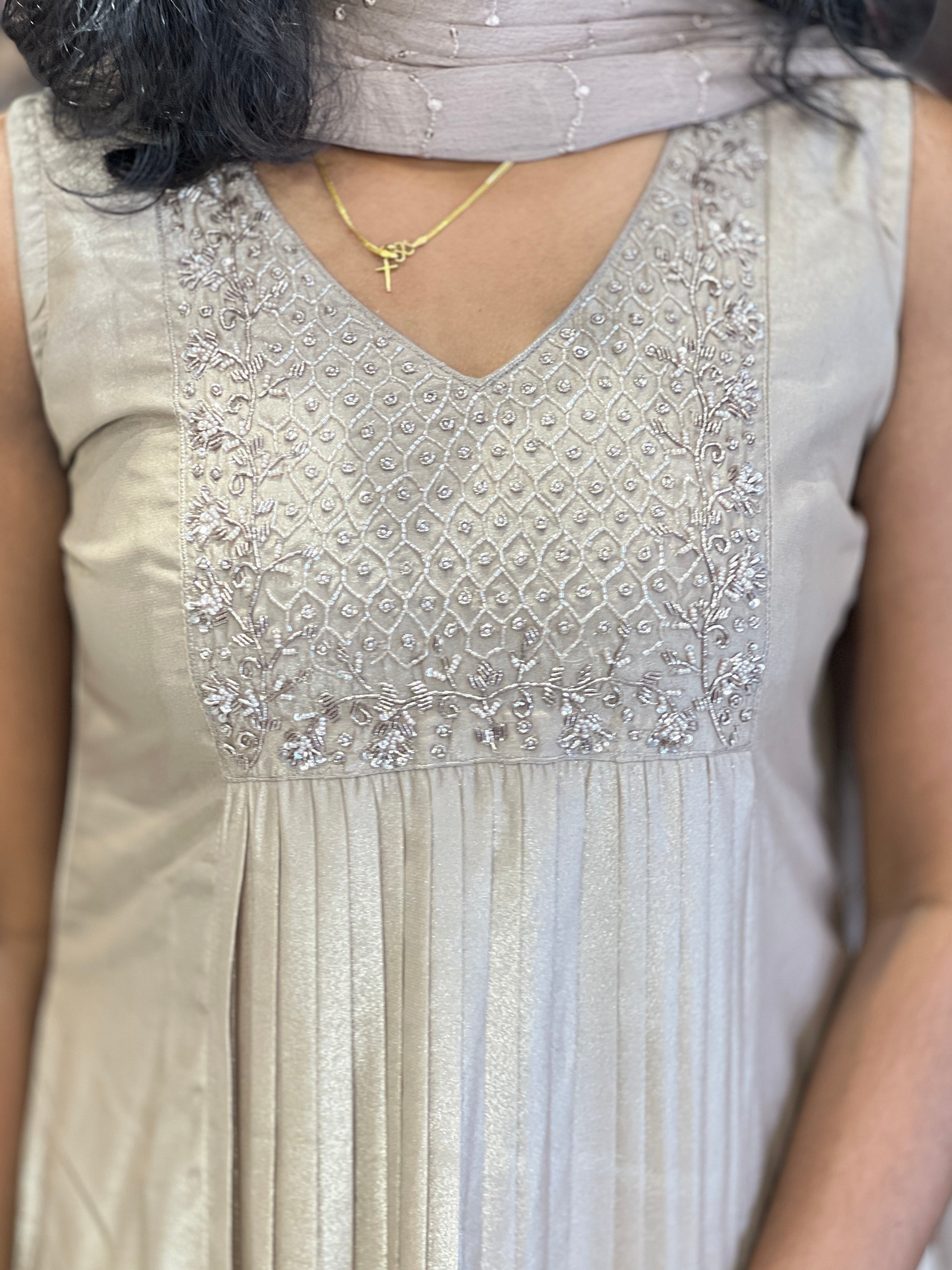 Embroidery Detailed Pure Chinon Kurta Set | BR107