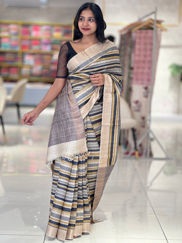 Stripe Pattern Desi Tussar Saree | HS1207