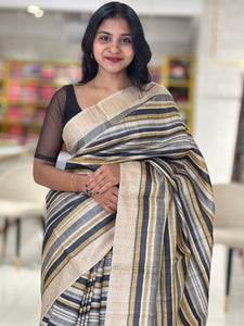 Stripe Pattern Desi Tussar Saree | HS1207