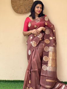 Traditional Chakra Pattern & Geometric Design Silk Organza Saree | NO118