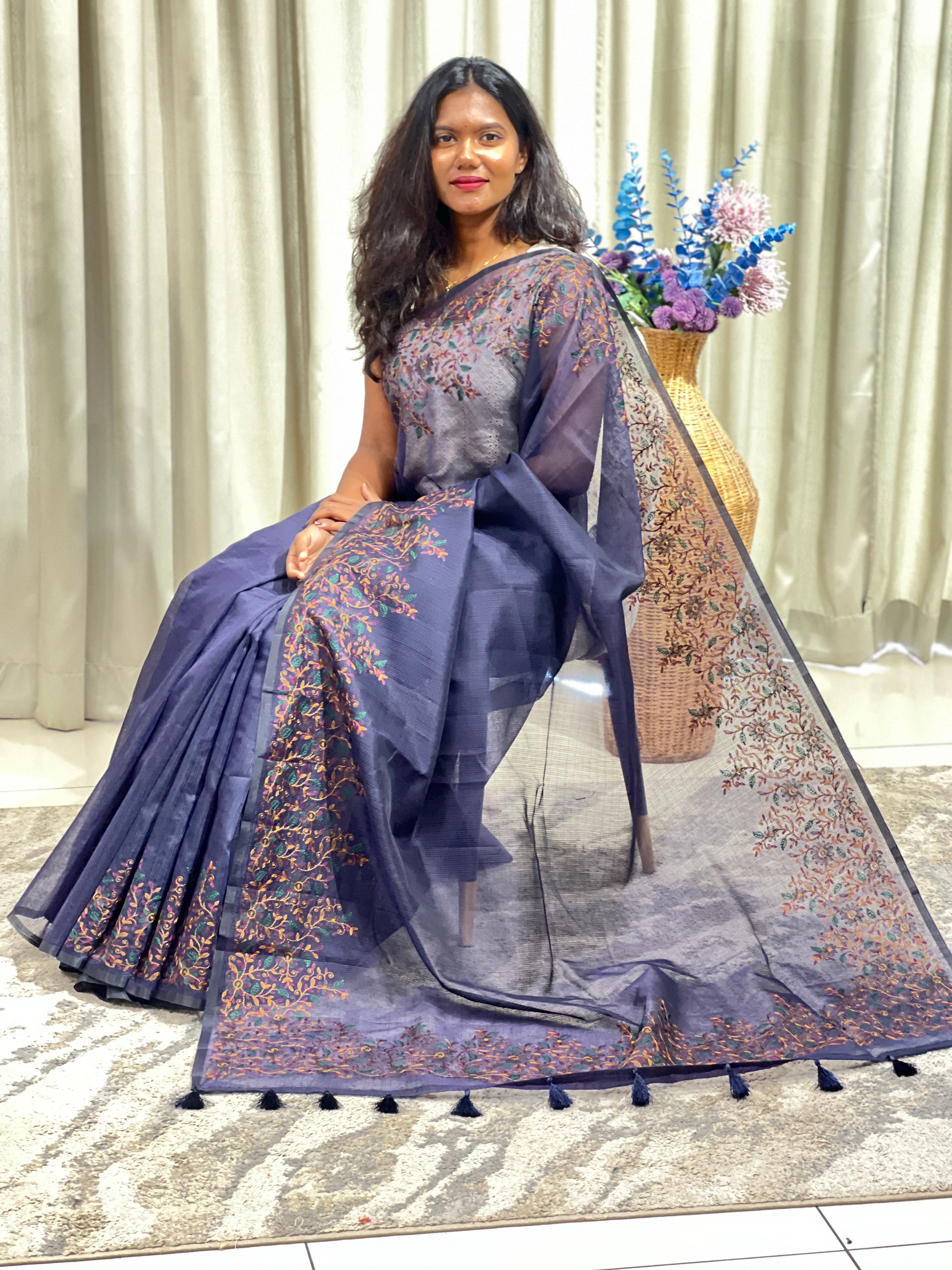 Embroidered Super Net Kota Saree | ZSS388