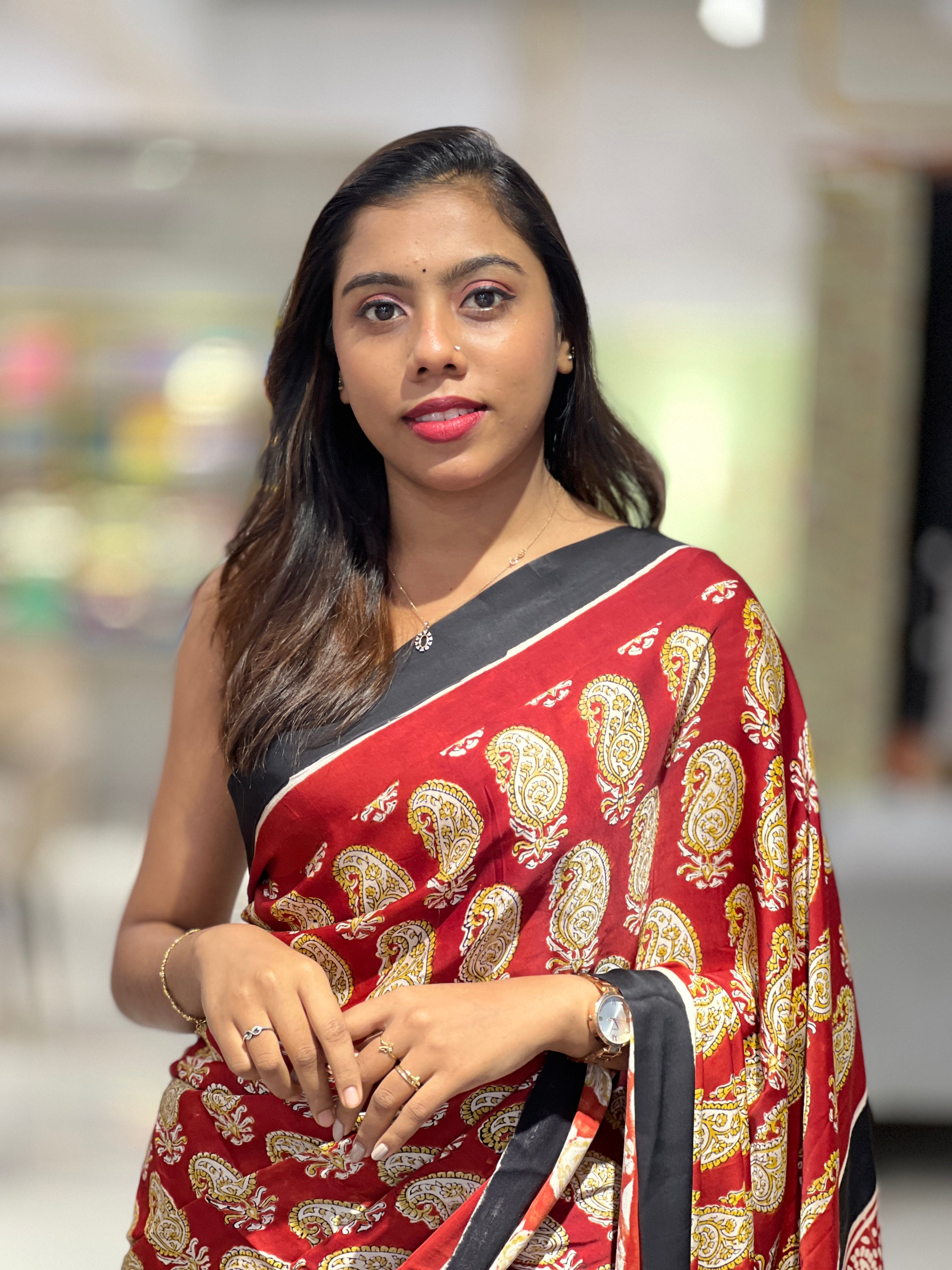 Paisley Print Patterned Modal Saree | JKL526