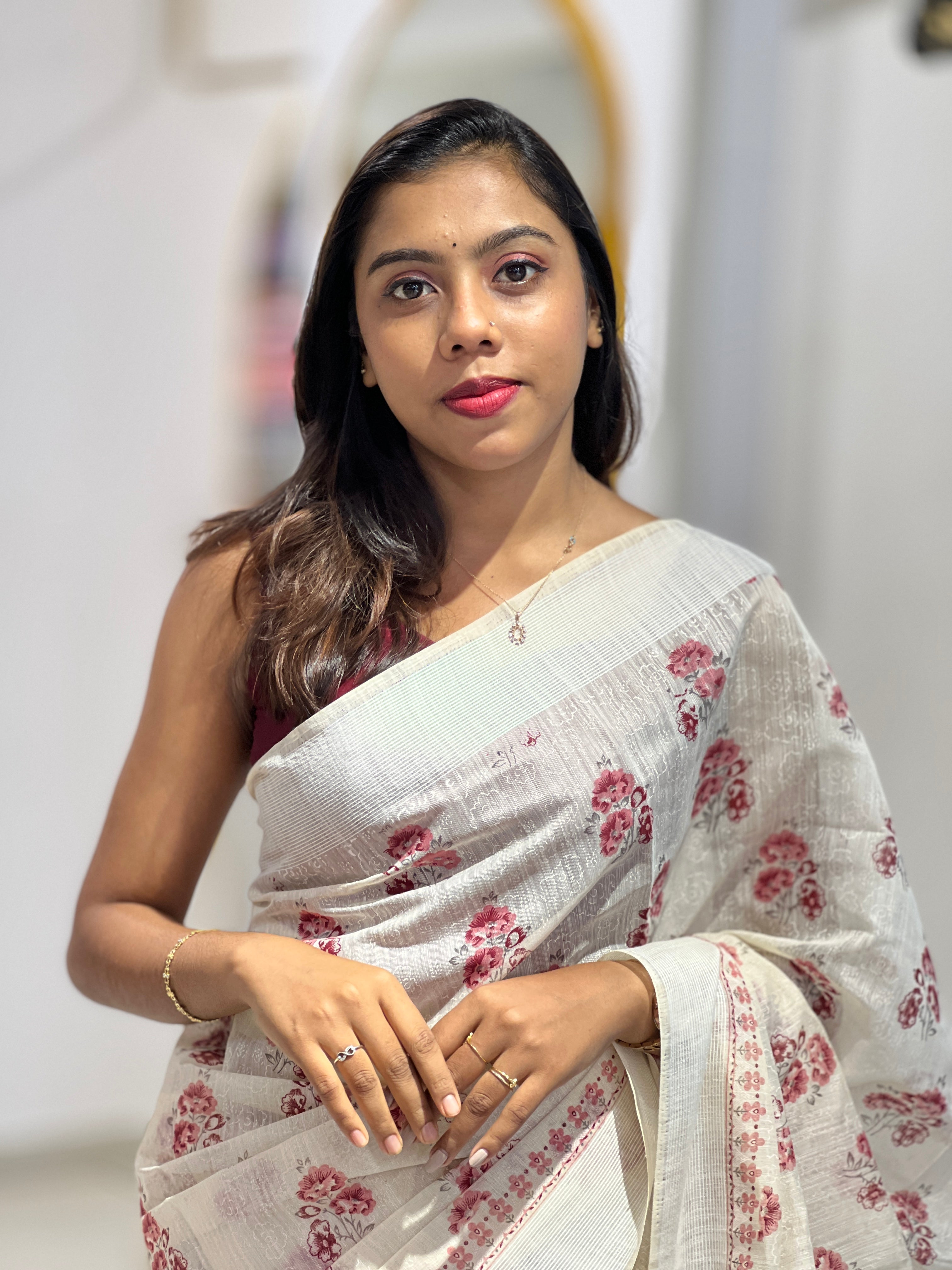 Floral Printed Cotton Saree | VDA230