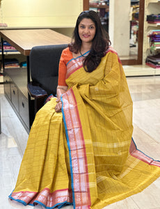 Check Patterned Kanchi Cotton Sarees | VR142