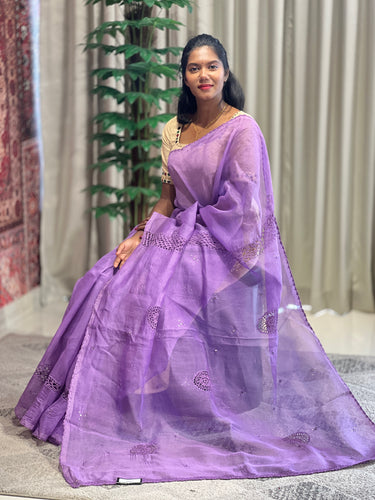 Crochet Lace With Mirror Detailed Kota Saree | SF1139