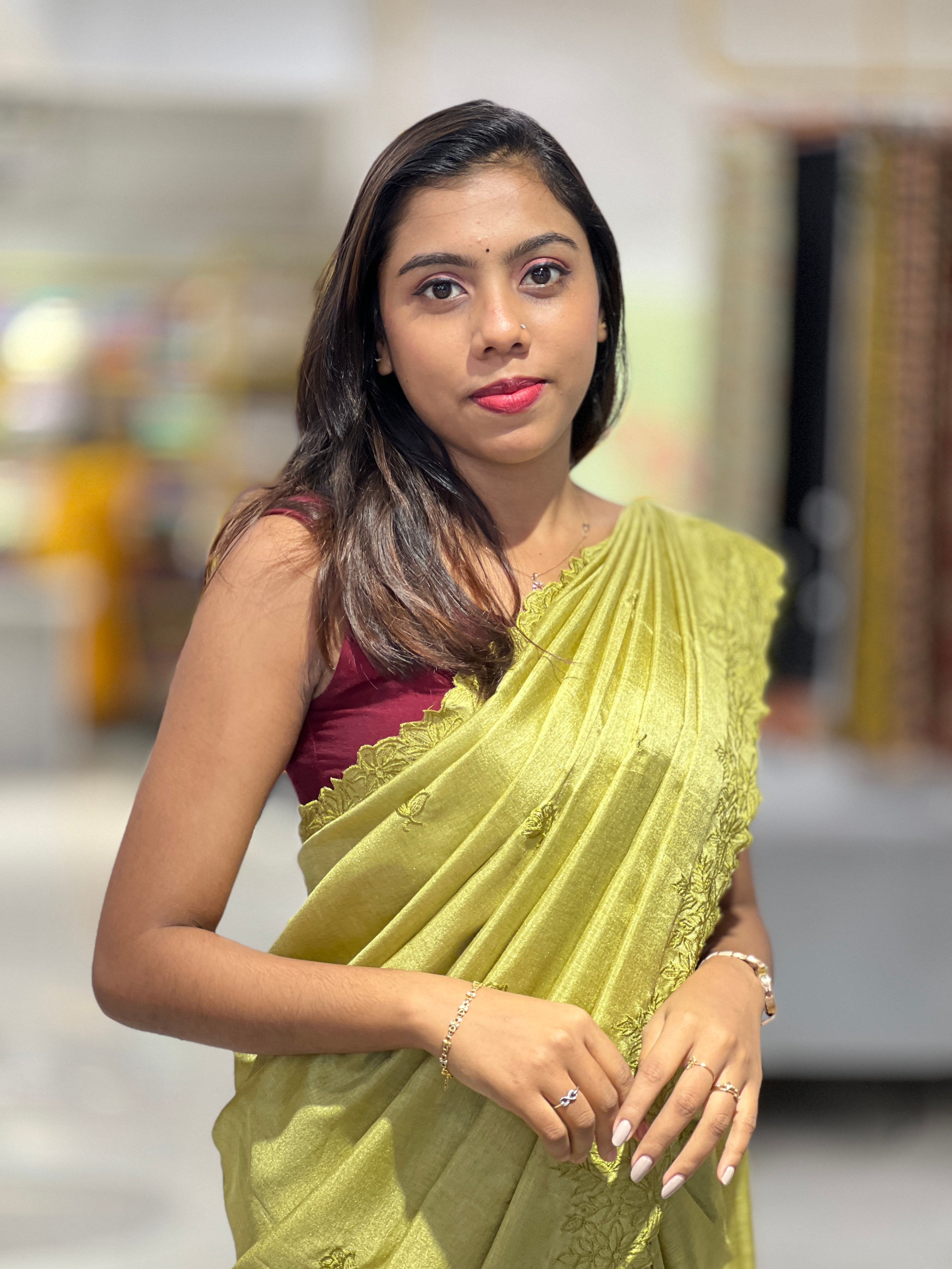 Machine Embroidery Detailed Semi Tussar Saree | VDA300