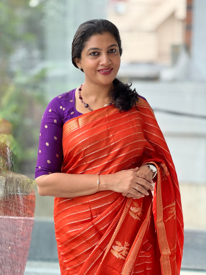 Traditional Banarasi Weaving Patterned Semi Silk Saree | NN339