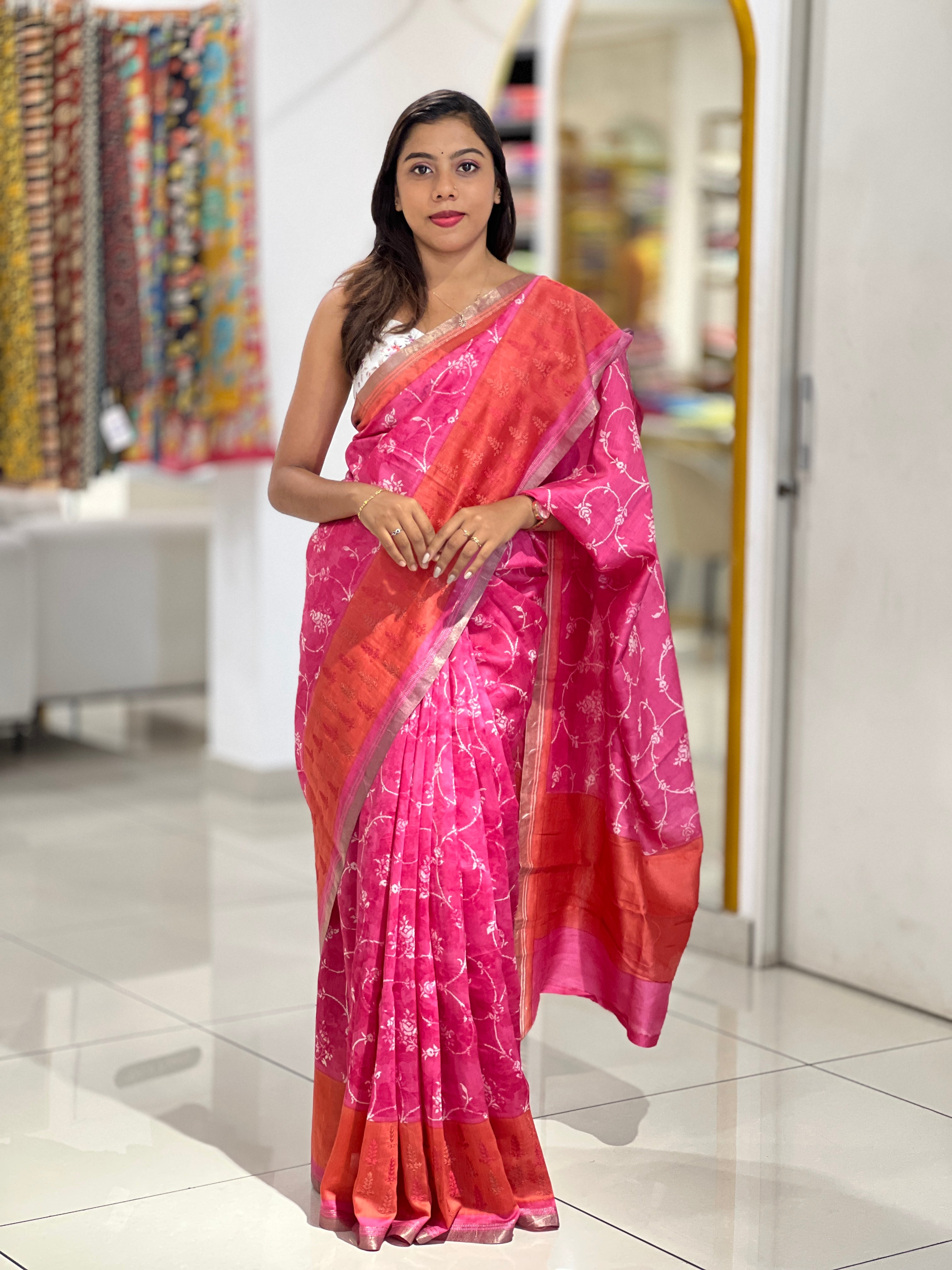 Printed Pure Chanderi Saree | JRT116