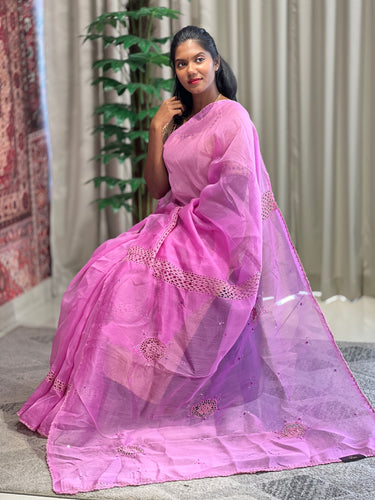 Crochet Lace With Mirror Detailed Kota Saree | SF1138