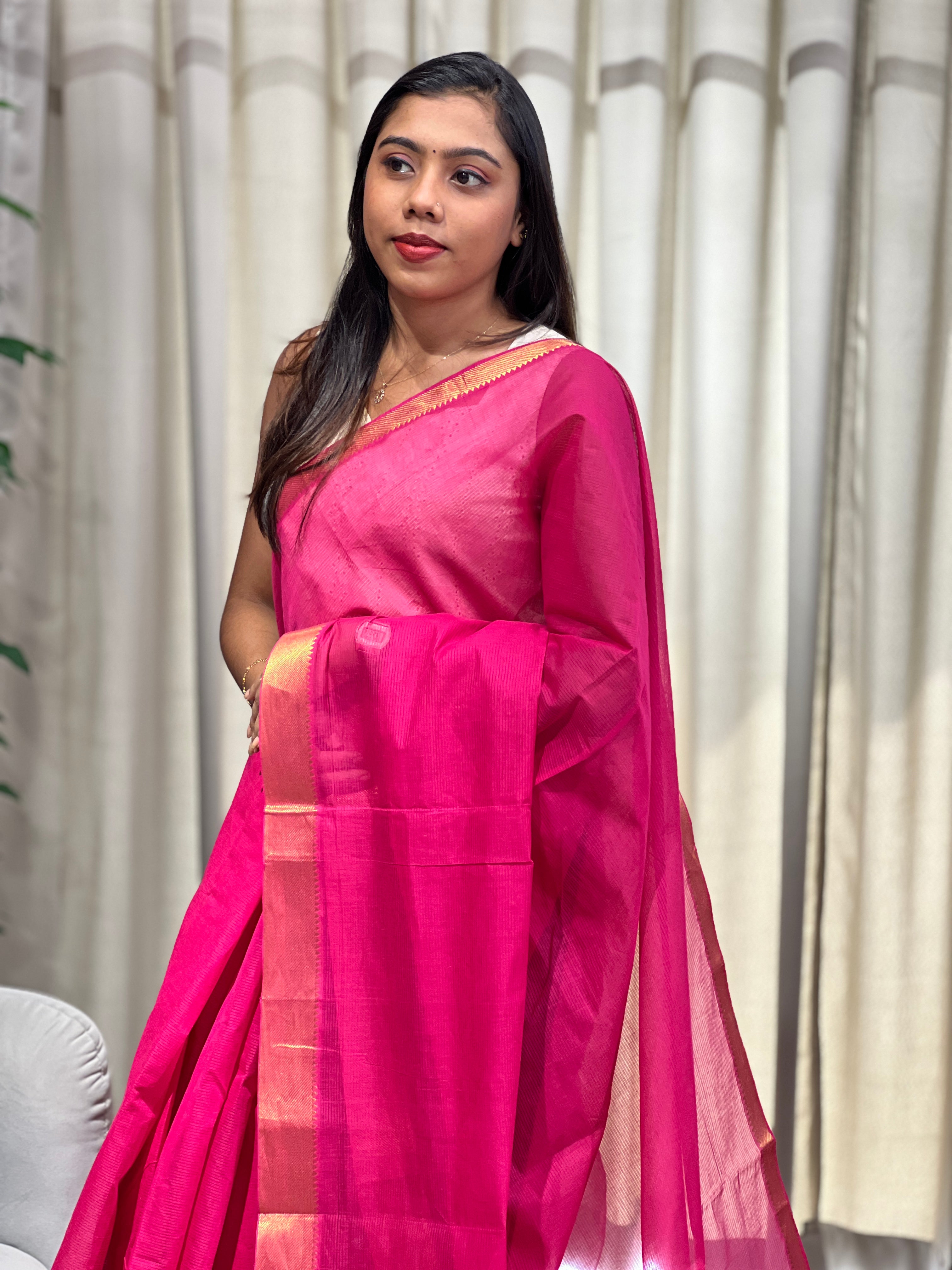 Temple Border Detailed Semi Tussar Saree | AYD209