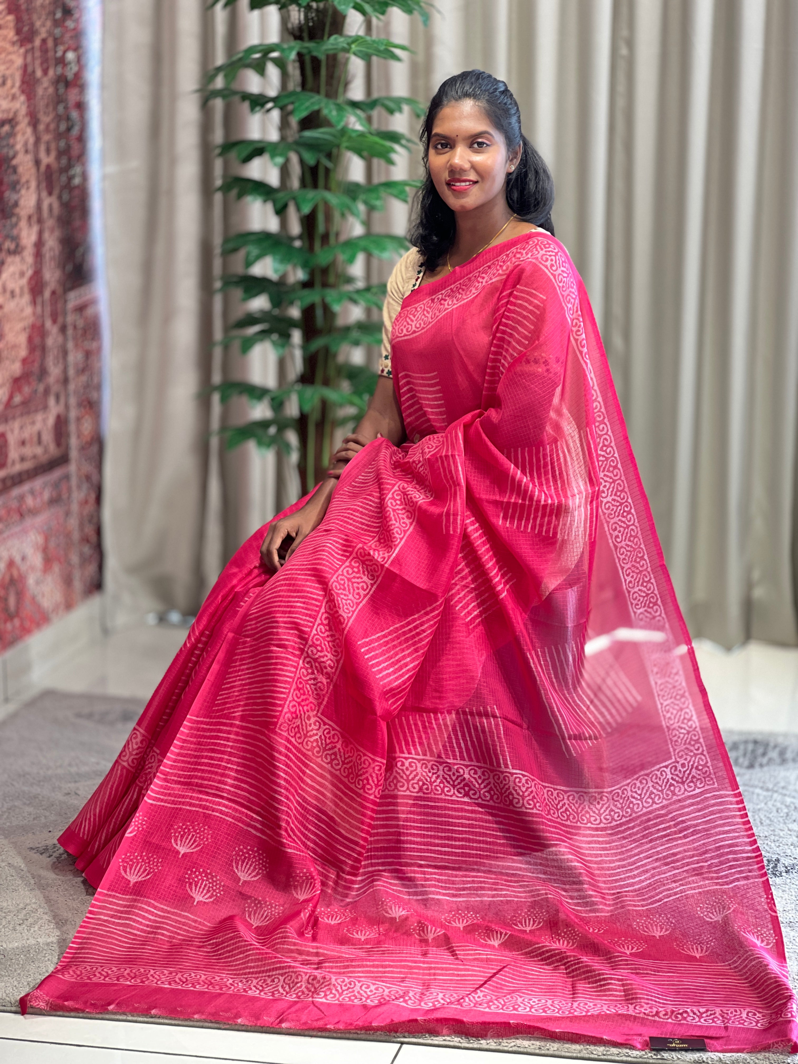 Block Printed Silky Kota Saree | SSN162