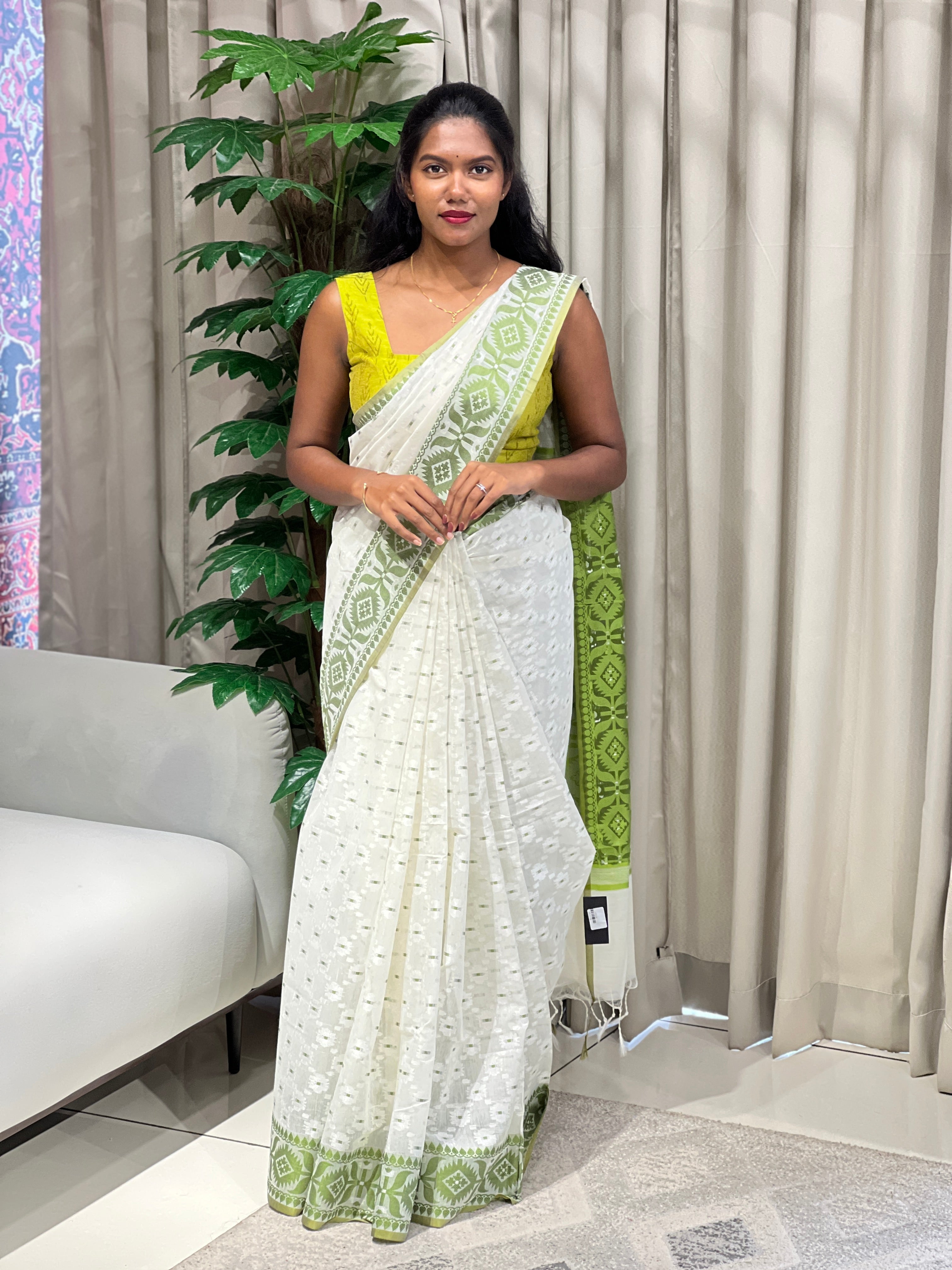 Jamdani Woven Chanderi Cotton Saree | AYD251