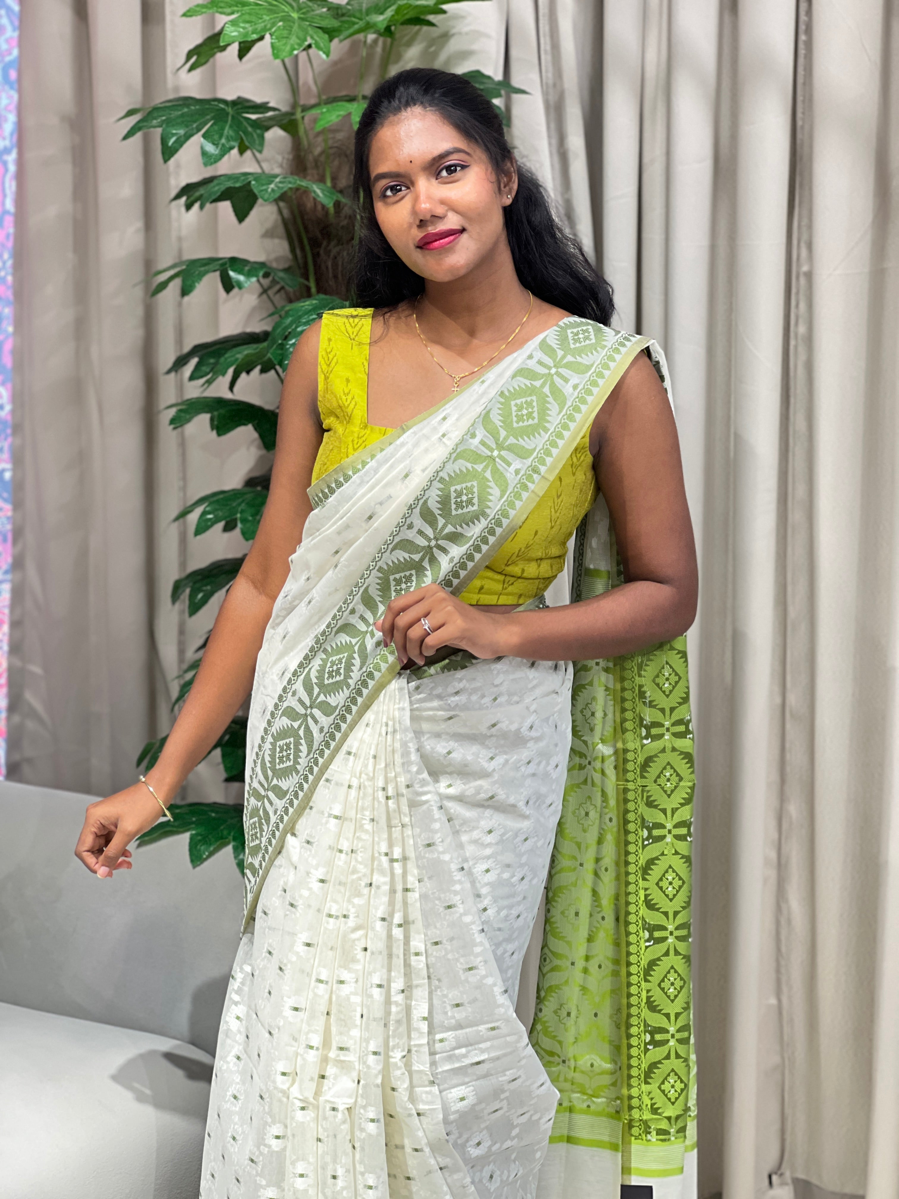 Jamdani Woven Chanderi Cotton Saree | AYD251