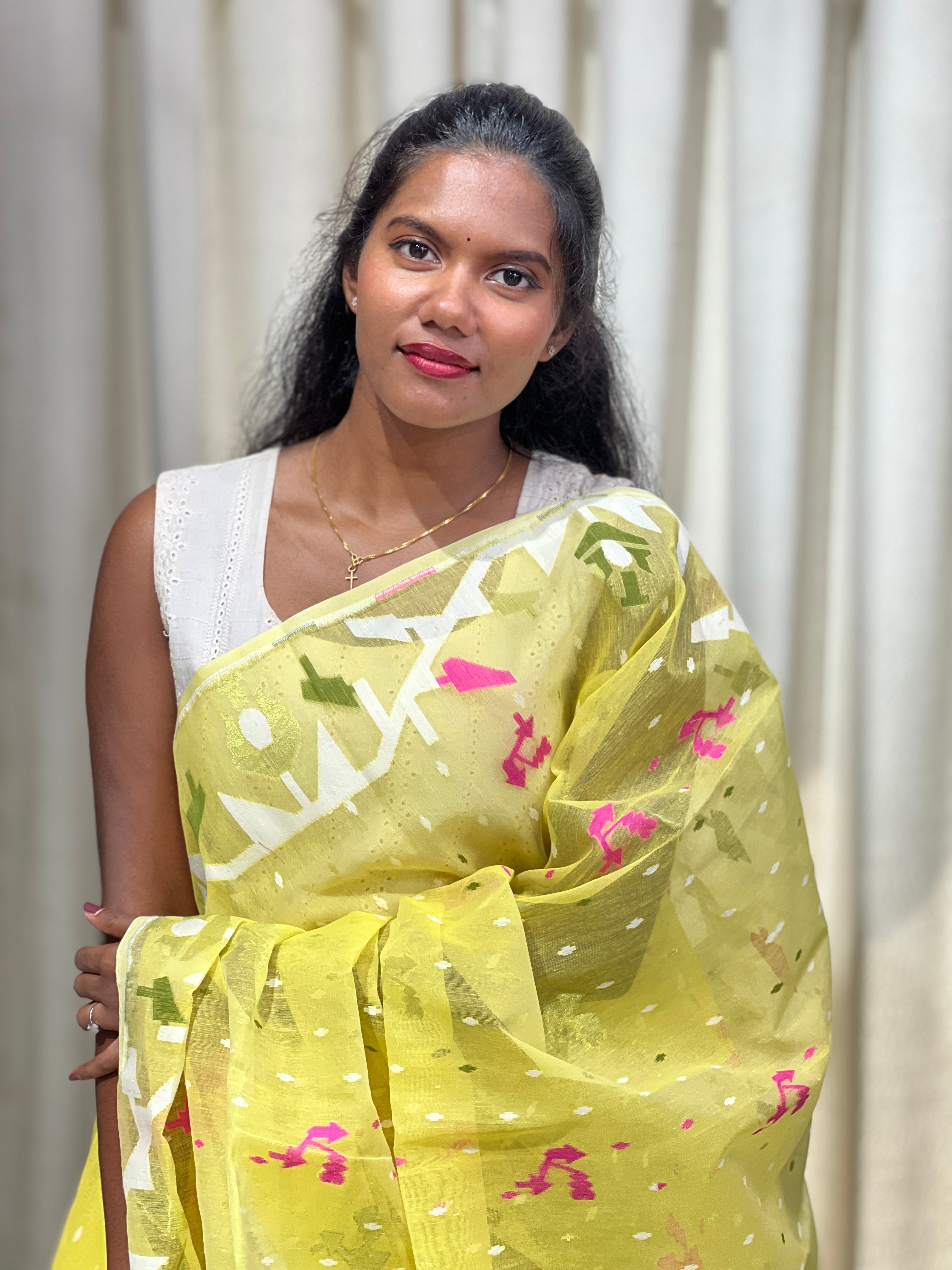 Traditional Jamdani Woven Organdy-Cotton Saree | AYD244