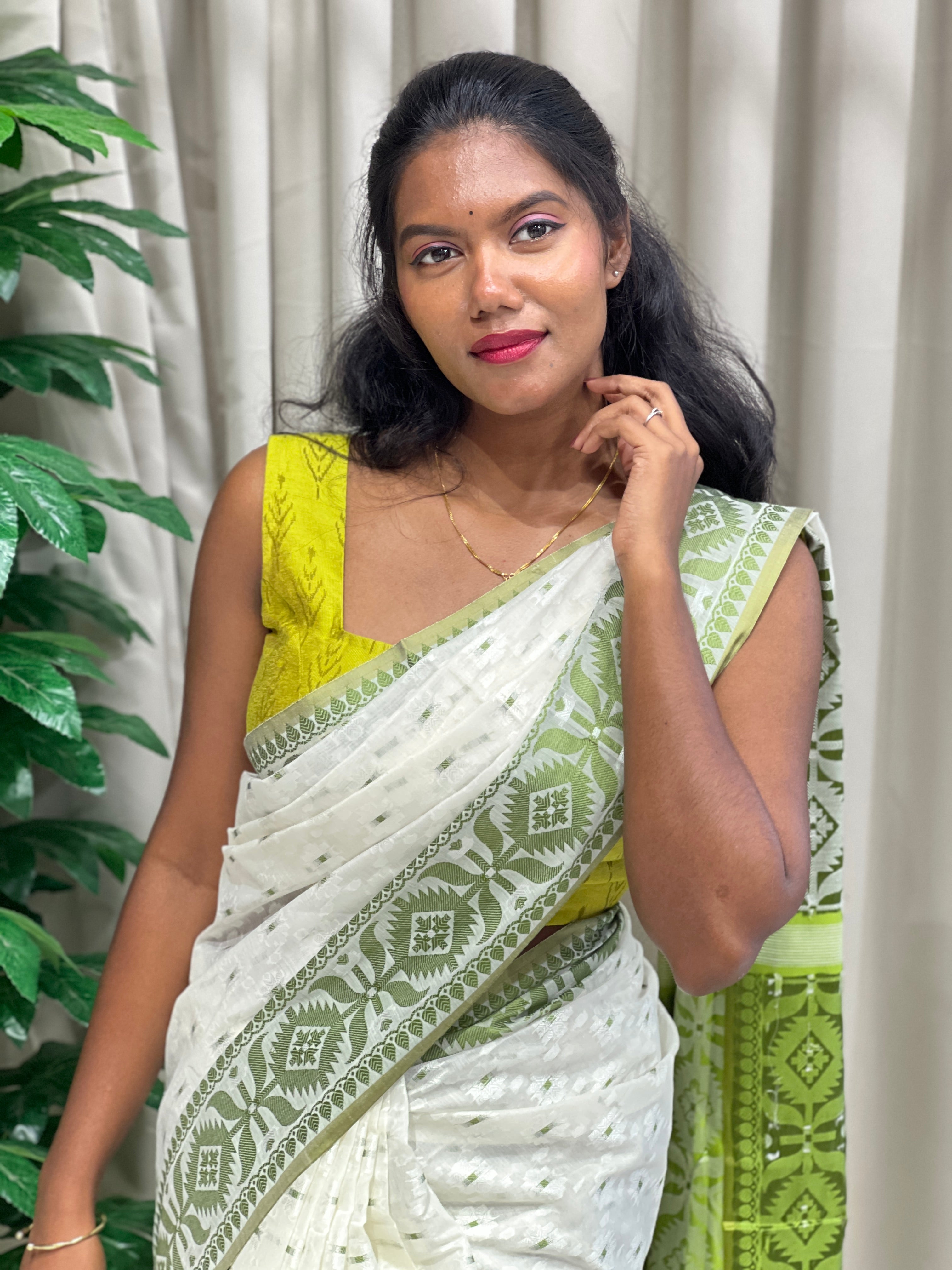 Jamdani Woven Chanderi Cotton Saree | AYD251