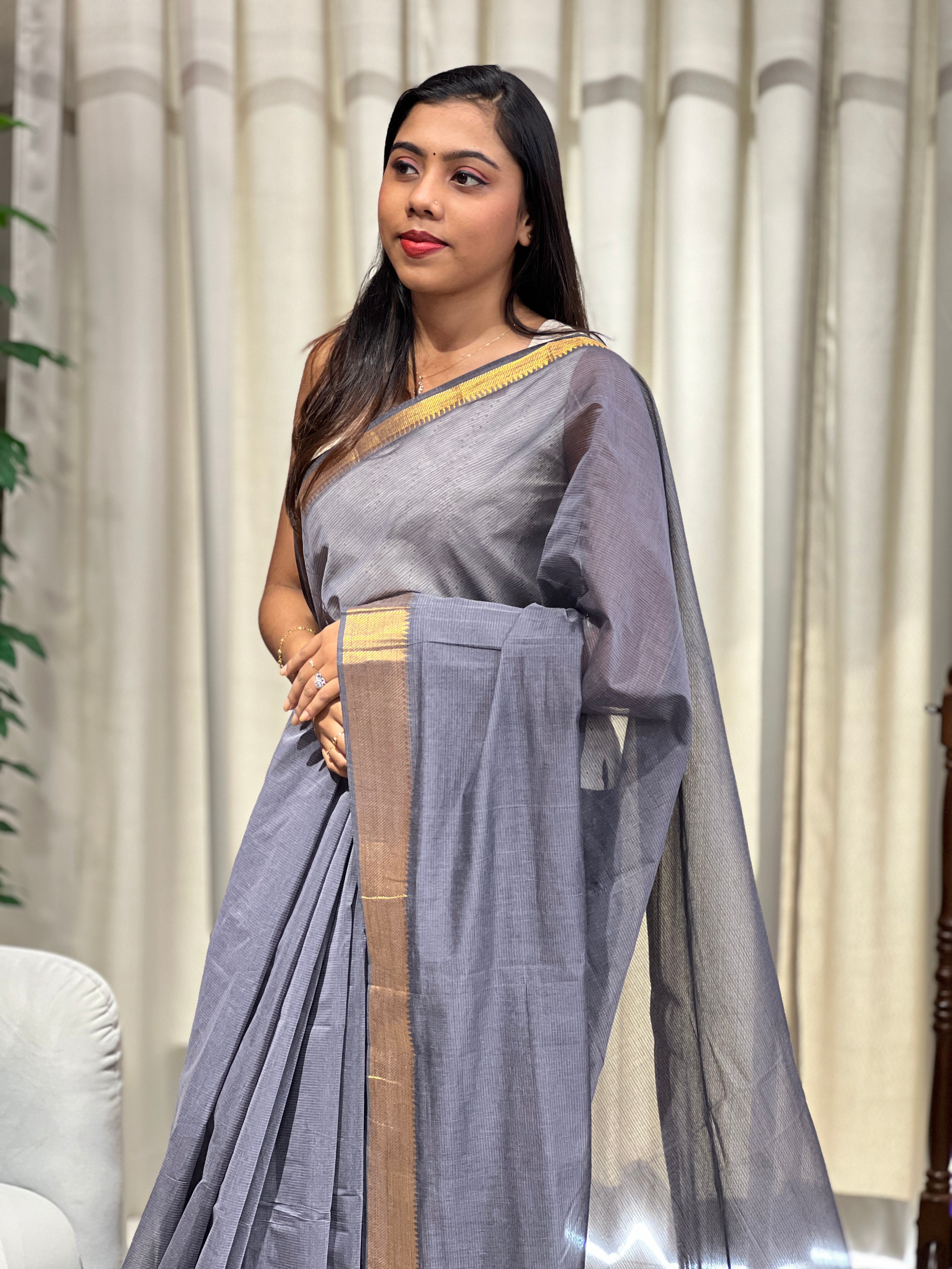 Temple Border Detailed Semi Tussar Saree | AYD211