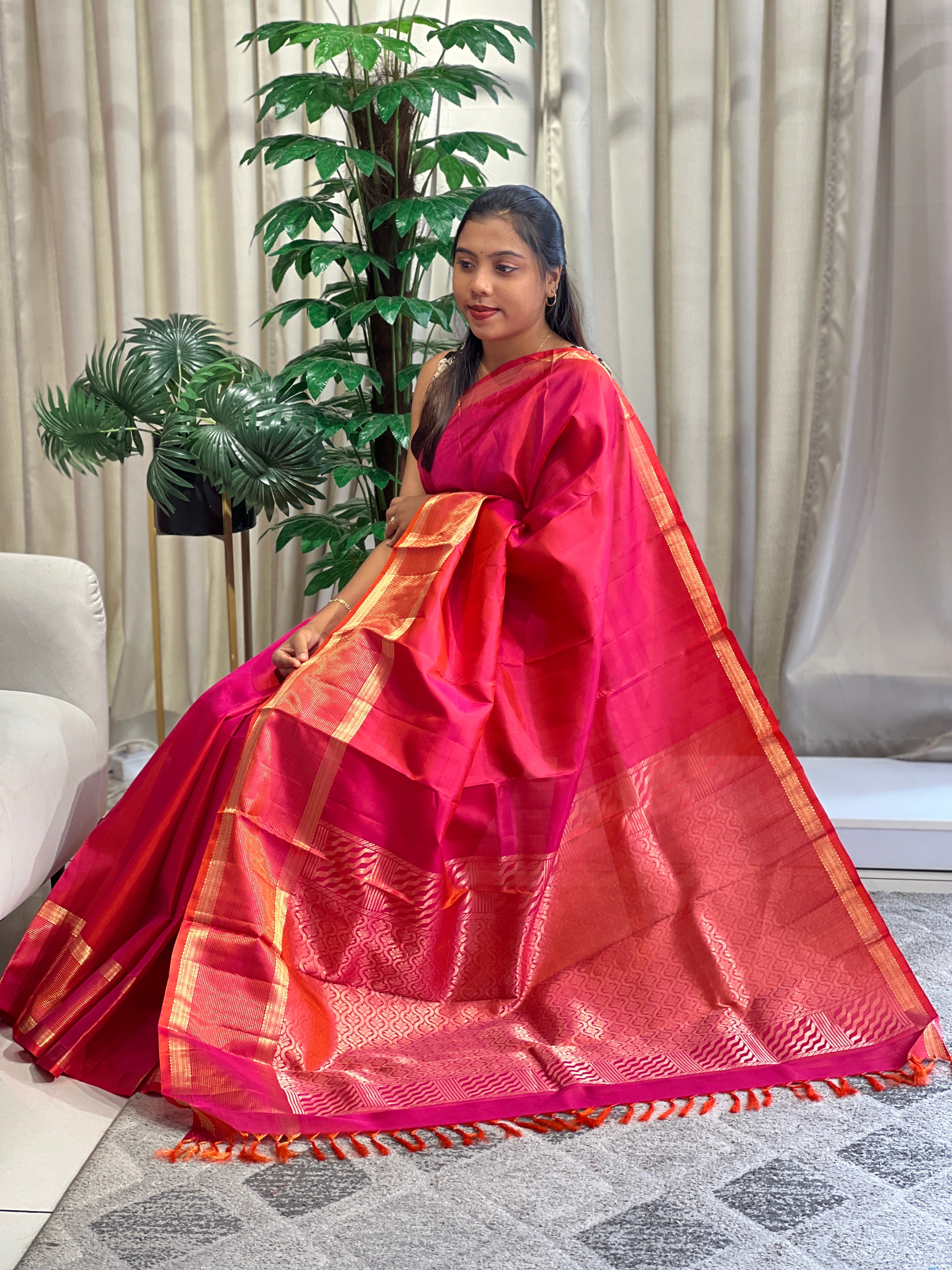 Solid Soft Silk Saree with Broad Border | SMT196