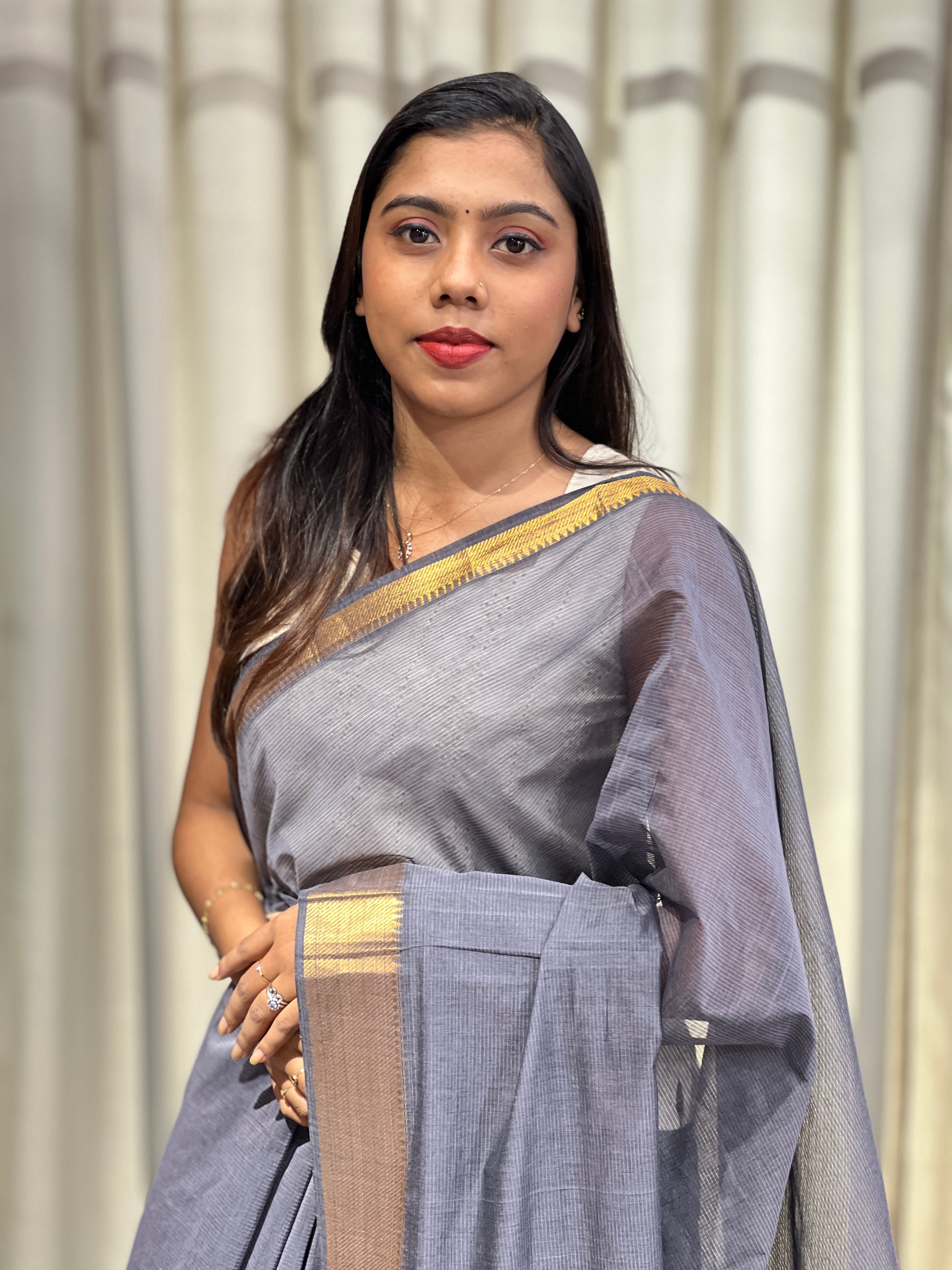 Temple Border Detailed Semi Tussar Saree | AYD211