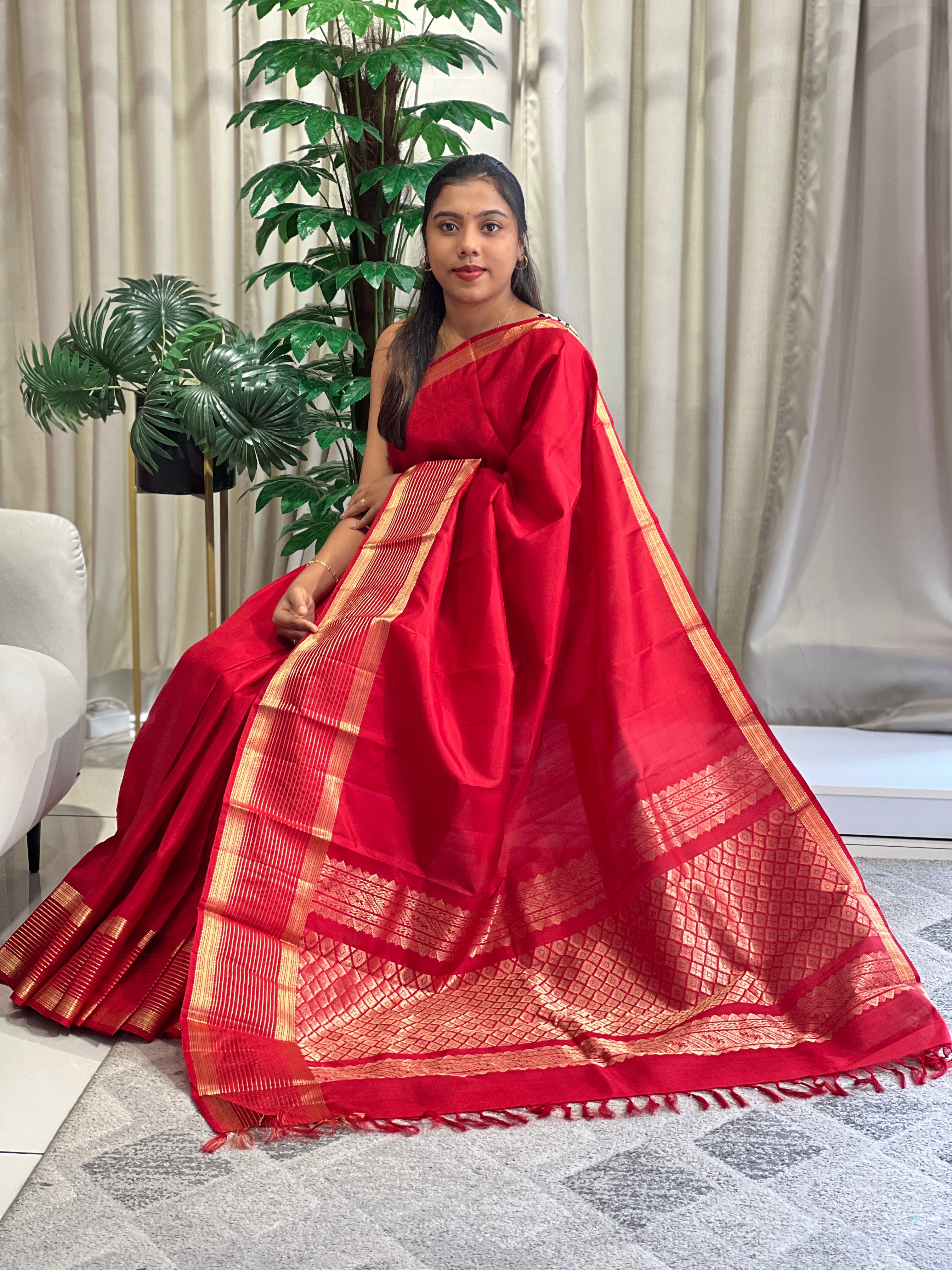 Solid Soft Silk Saree with Broad Border | SMT197