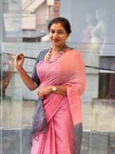 Kantha Weaving With Zig Zag Pattern Bhagalpuri Linen Saree | DLS174