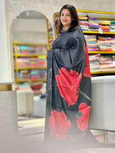 Floral Digital Printed Desi Tussar Saree | UVS128