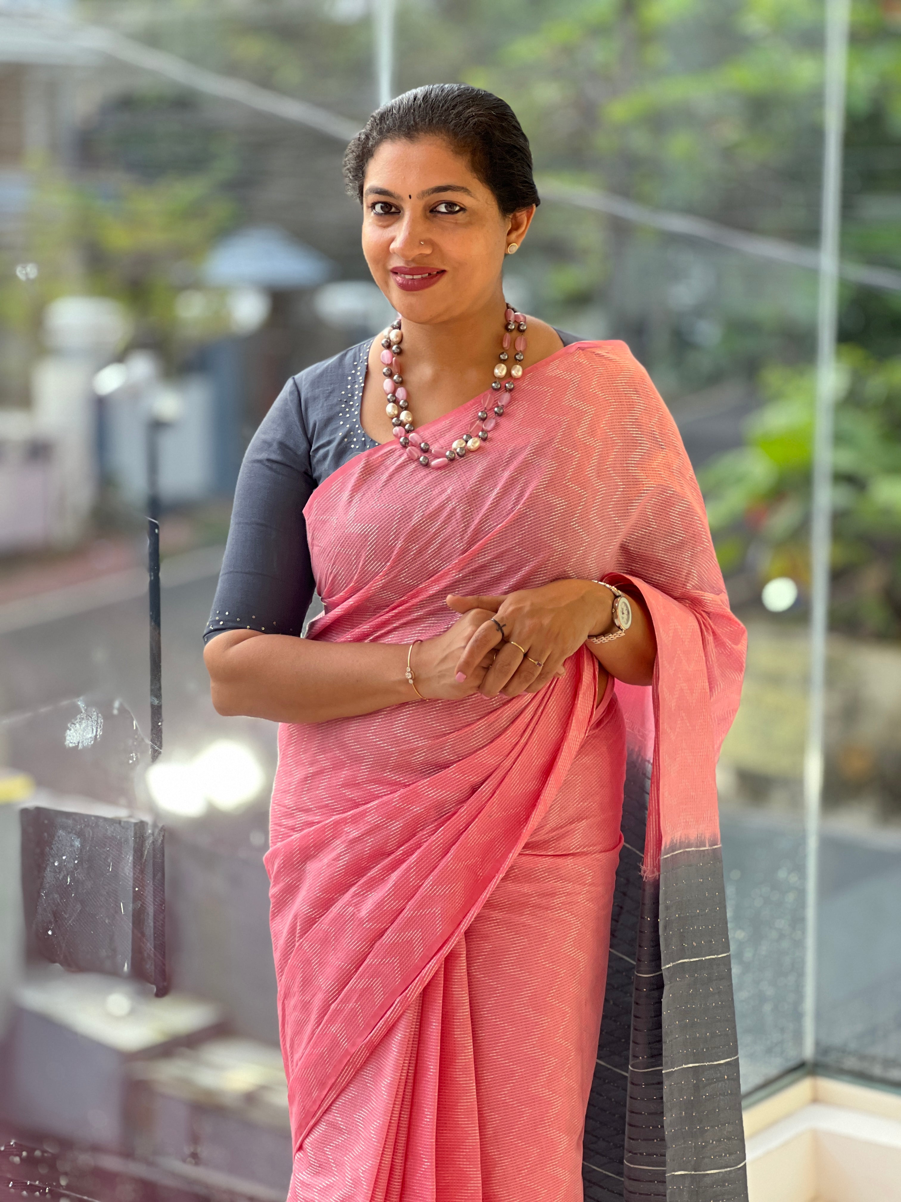 Kantha Weaving Bhagalpuri Linen Saree | NHH297