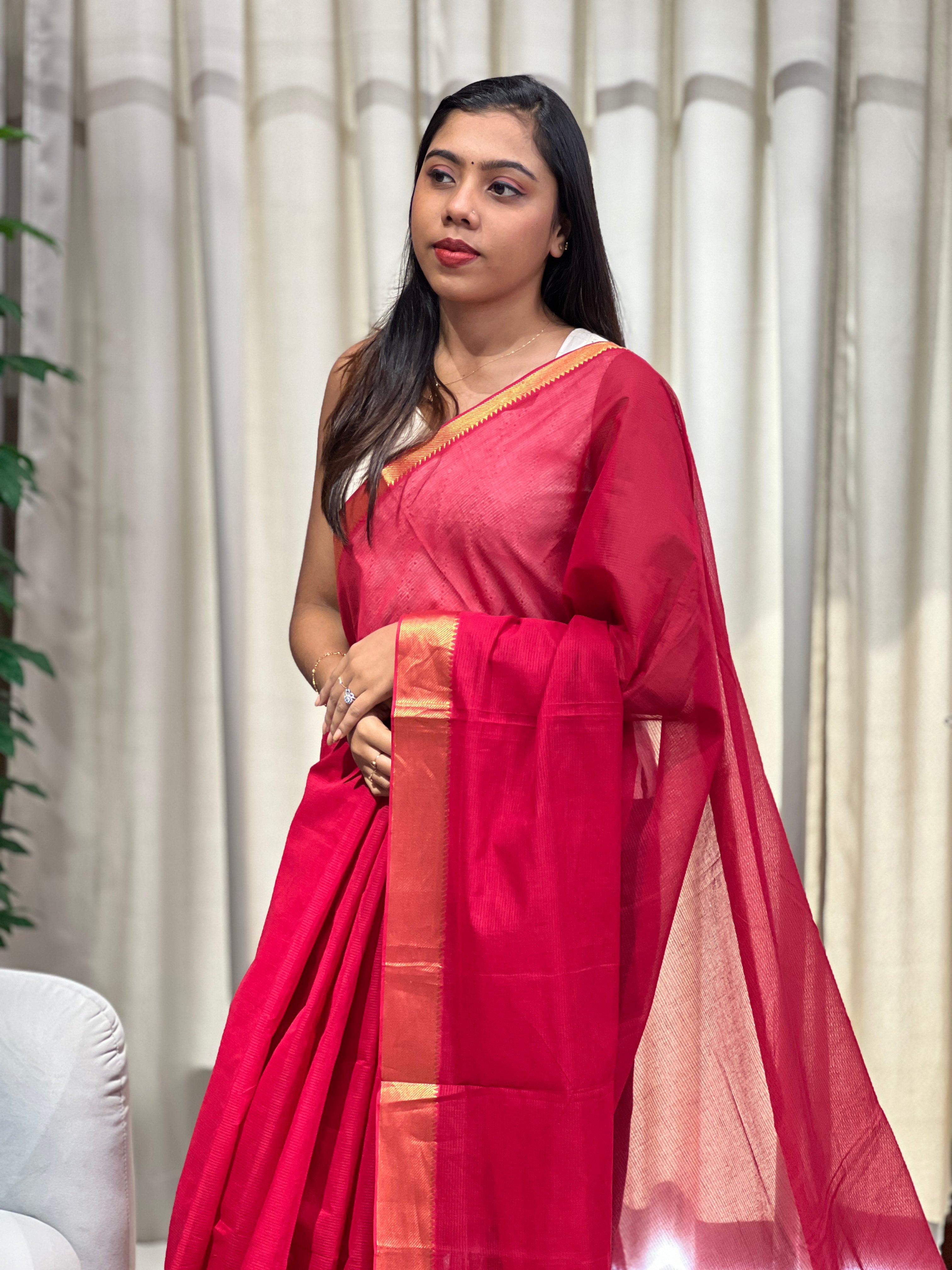 Temple Border Detailed Semi Tussar Saree | AYD205