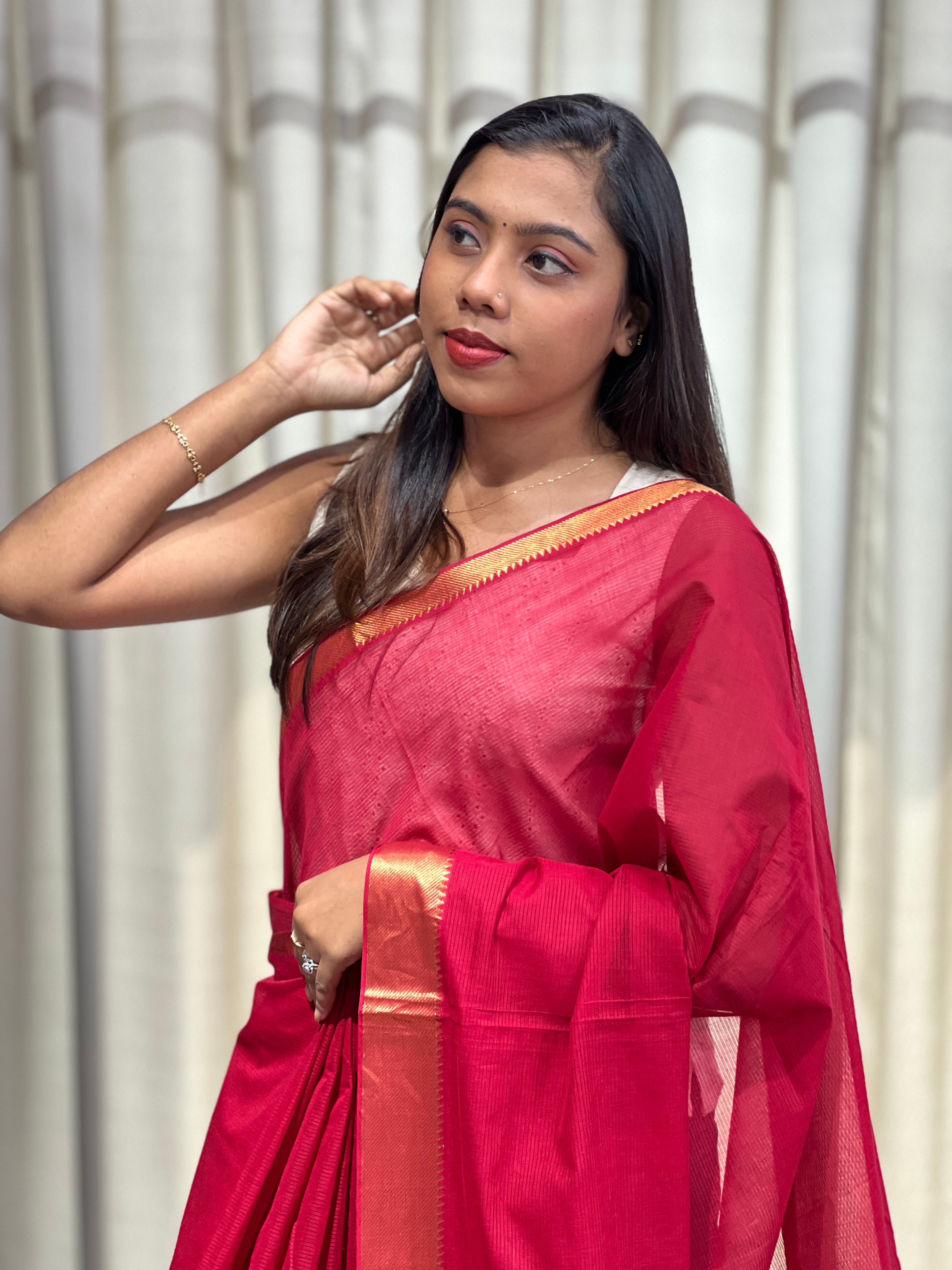 Temple Border Detailed Semi Tussar Saree | AYD205