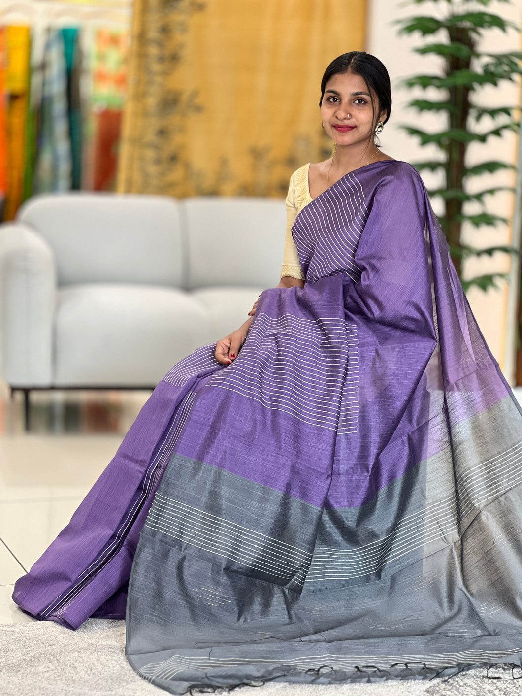 Thread Woven Semi Silk Saree | PD496