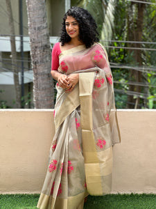 Golden Zari Tissue Saree | ACT986