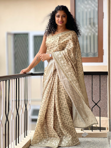 Geometrical Print Semi Silk Saree | DVS126