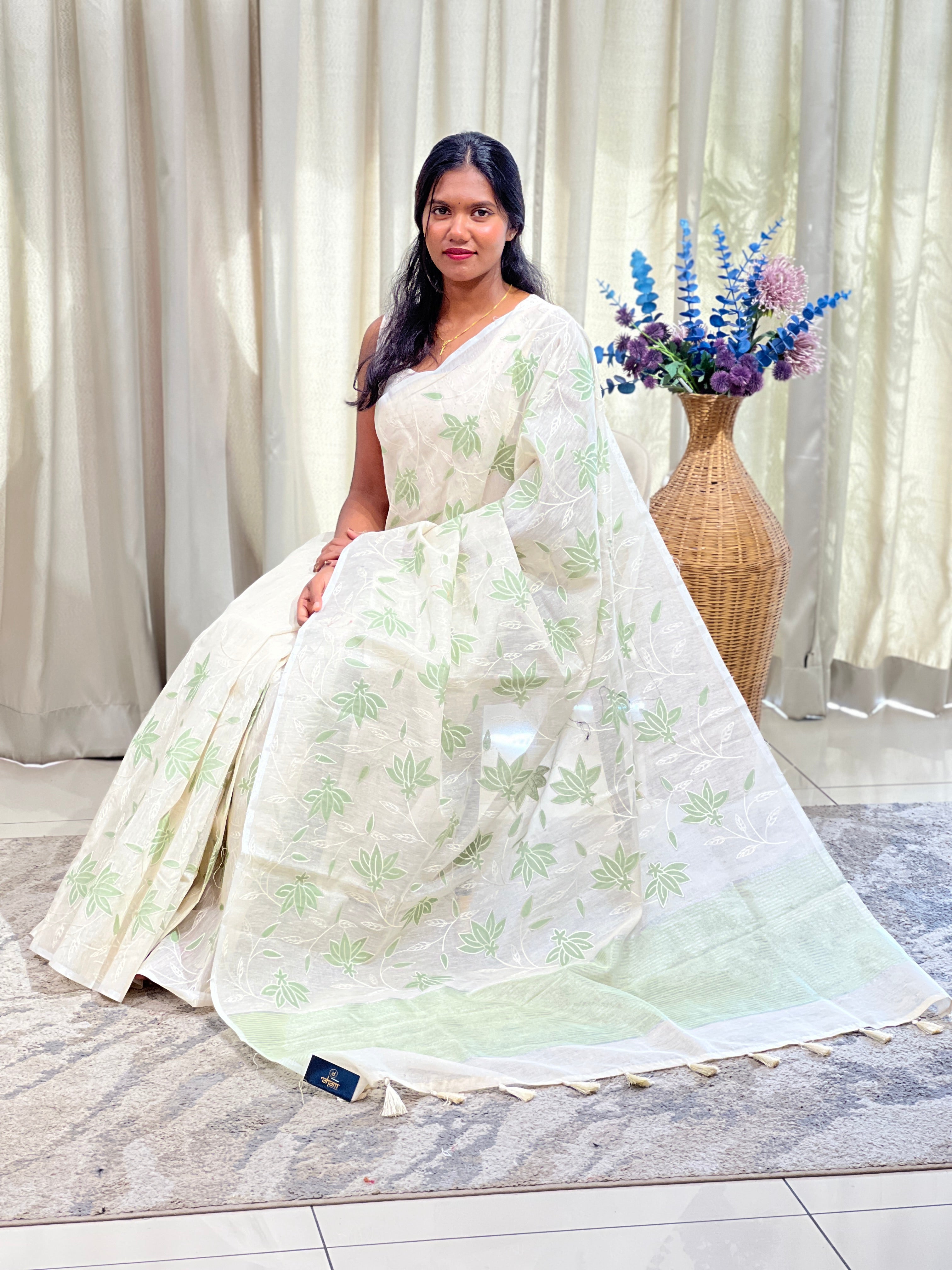 Applique Work Tissue Saree | ZSS495