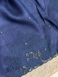 Cut Work Embroidered Pattern Pure Tussar Saree | RGD688