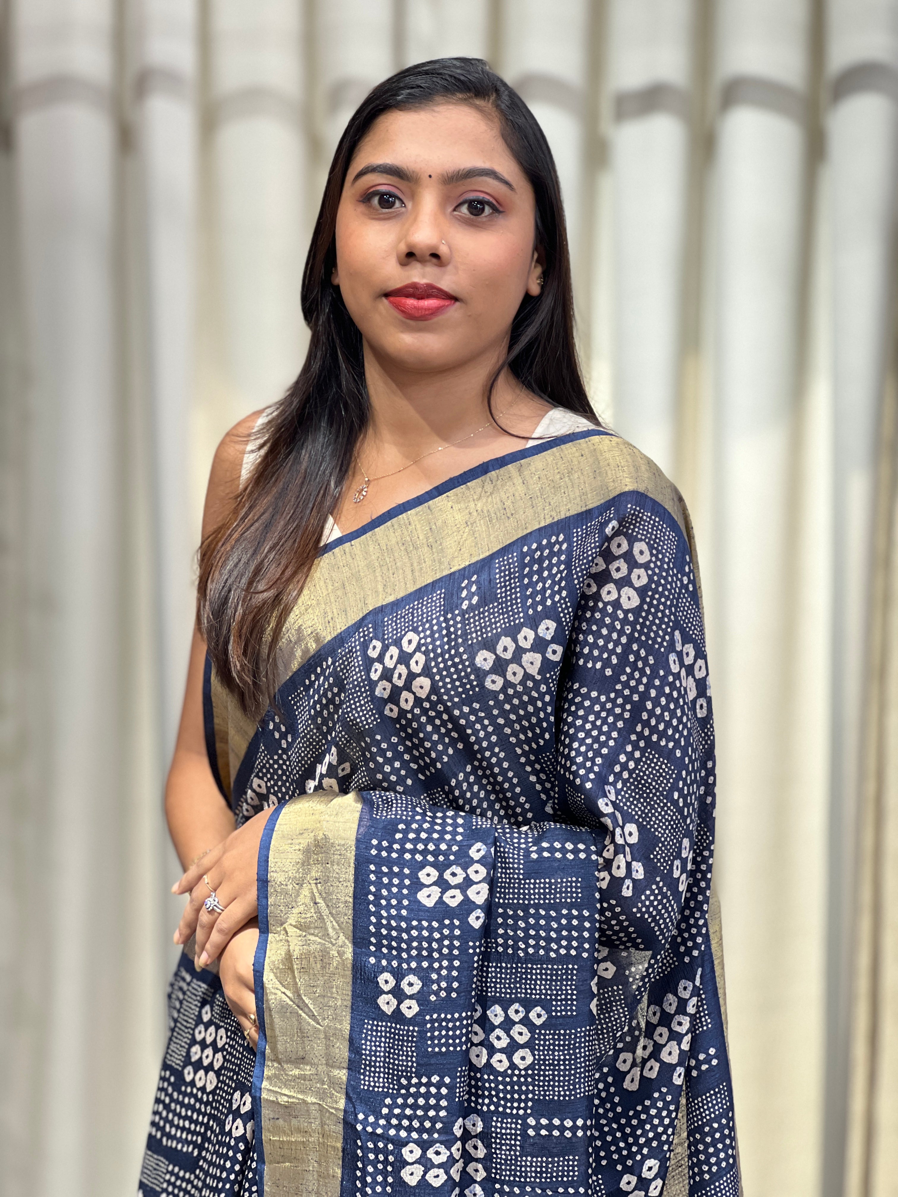 Bandhani Printed Semi Tussar Saree | SSN395