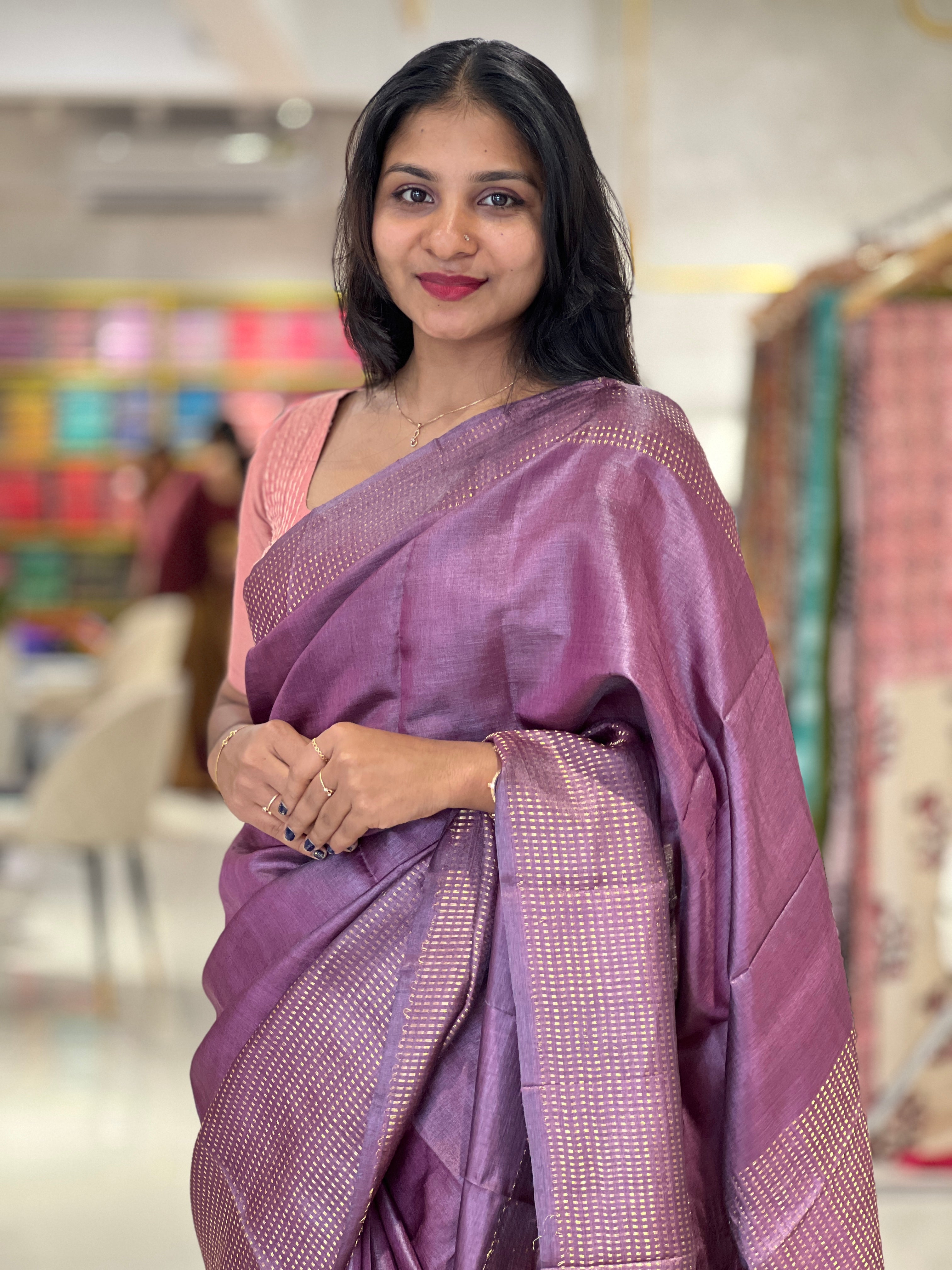 Zari Weaving Border Pattern Tussar Saree | HS1204